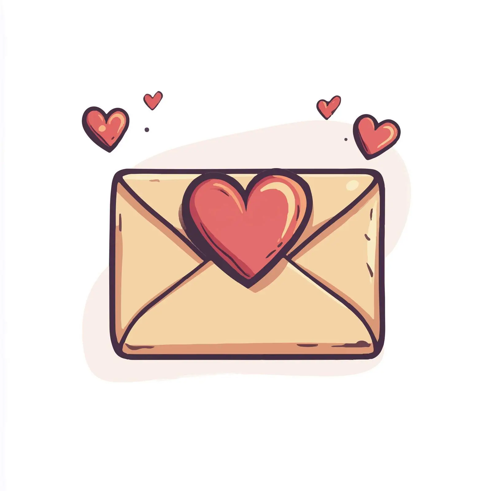 Hand-Drawn Cartoon Love Envelope Illustration – free valentines image from Dotvec