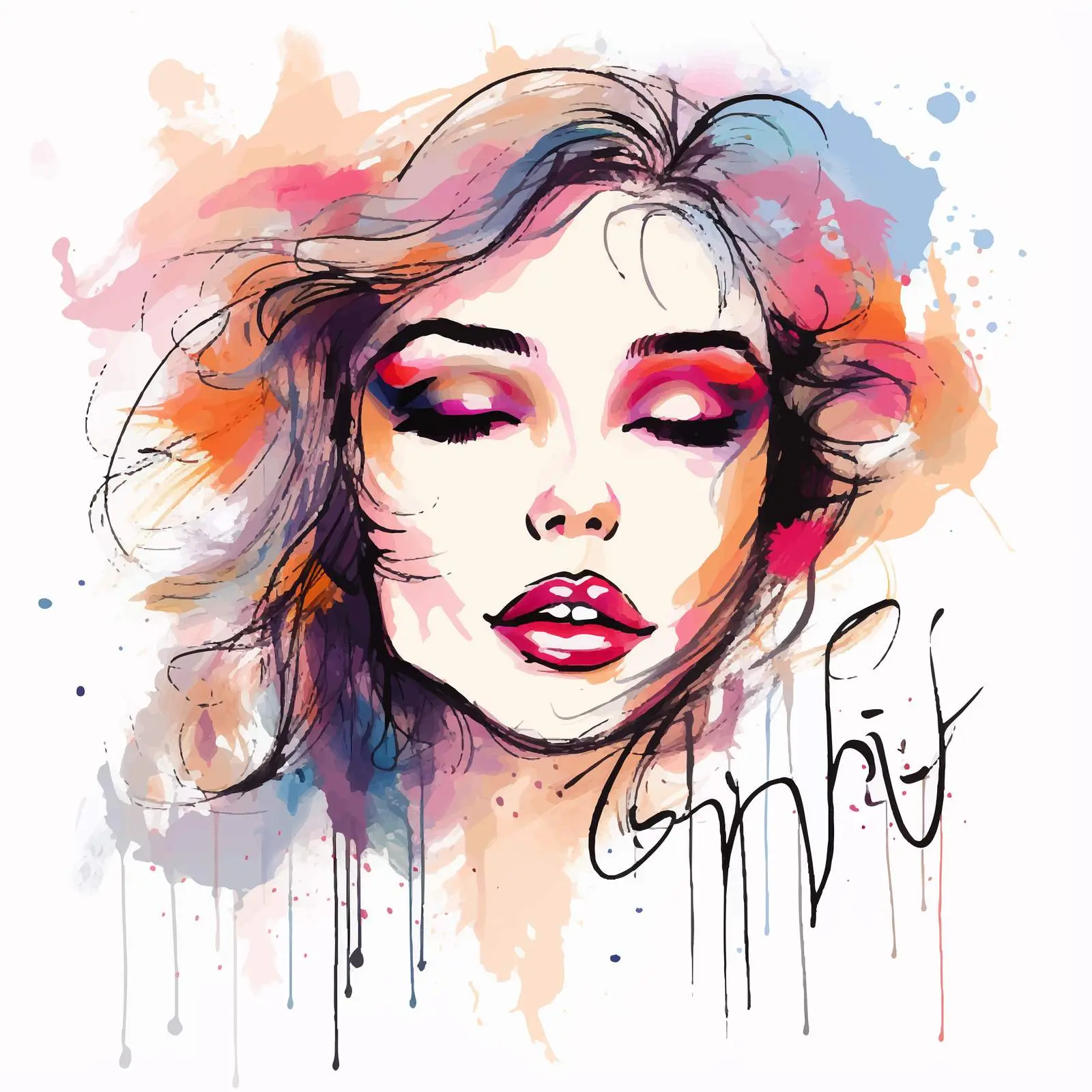 Handwritten Love Quote Fashion Portrait Sketch — free download from Dotvec