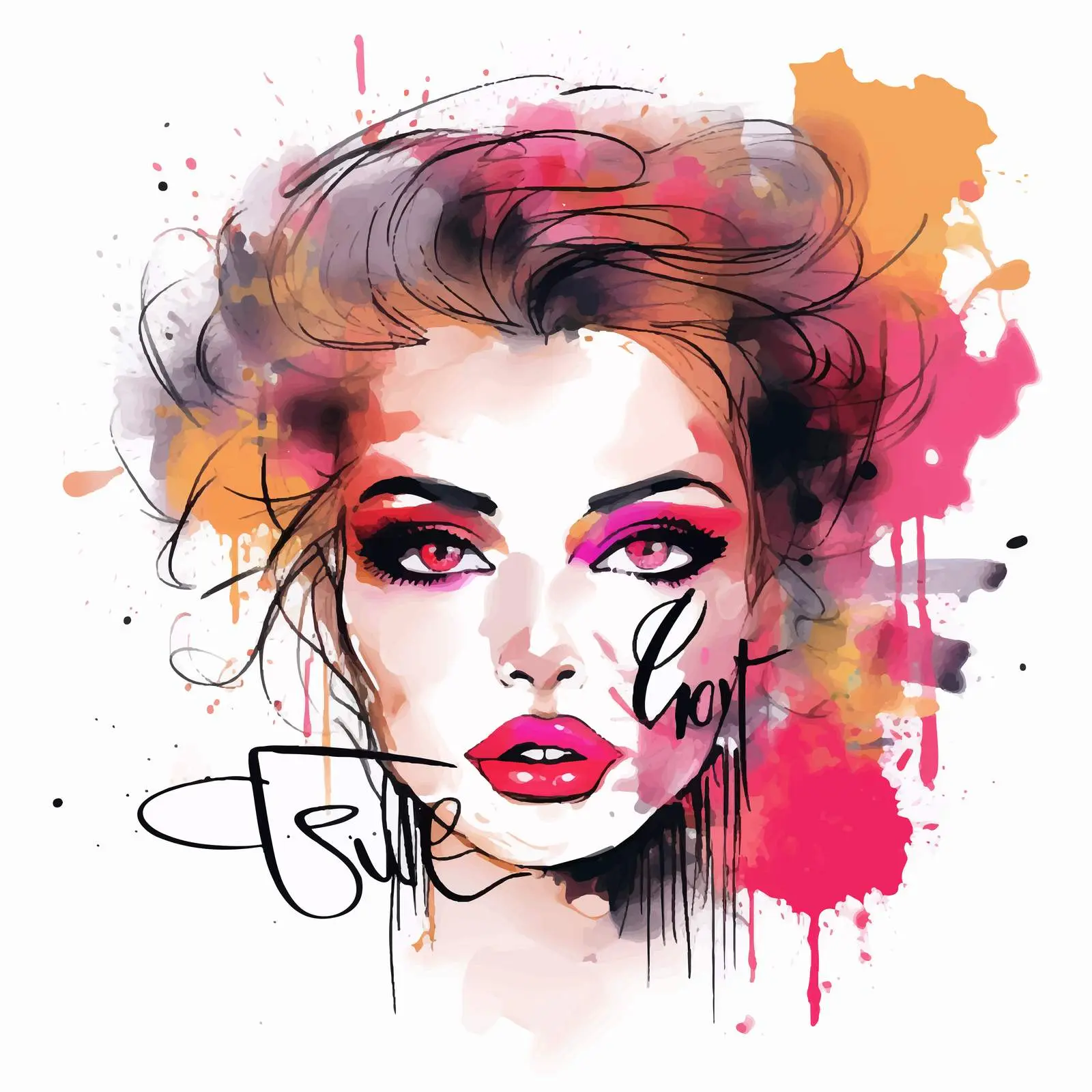 Fashion Sketch Portrait with Handwritten Quote – free sketching image from Dotvec