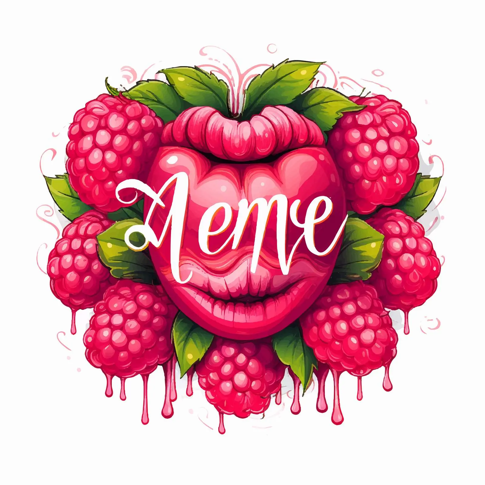 Juicy Pink Lips with Raspberries Vector Art – free fun decor image from Dotvec
