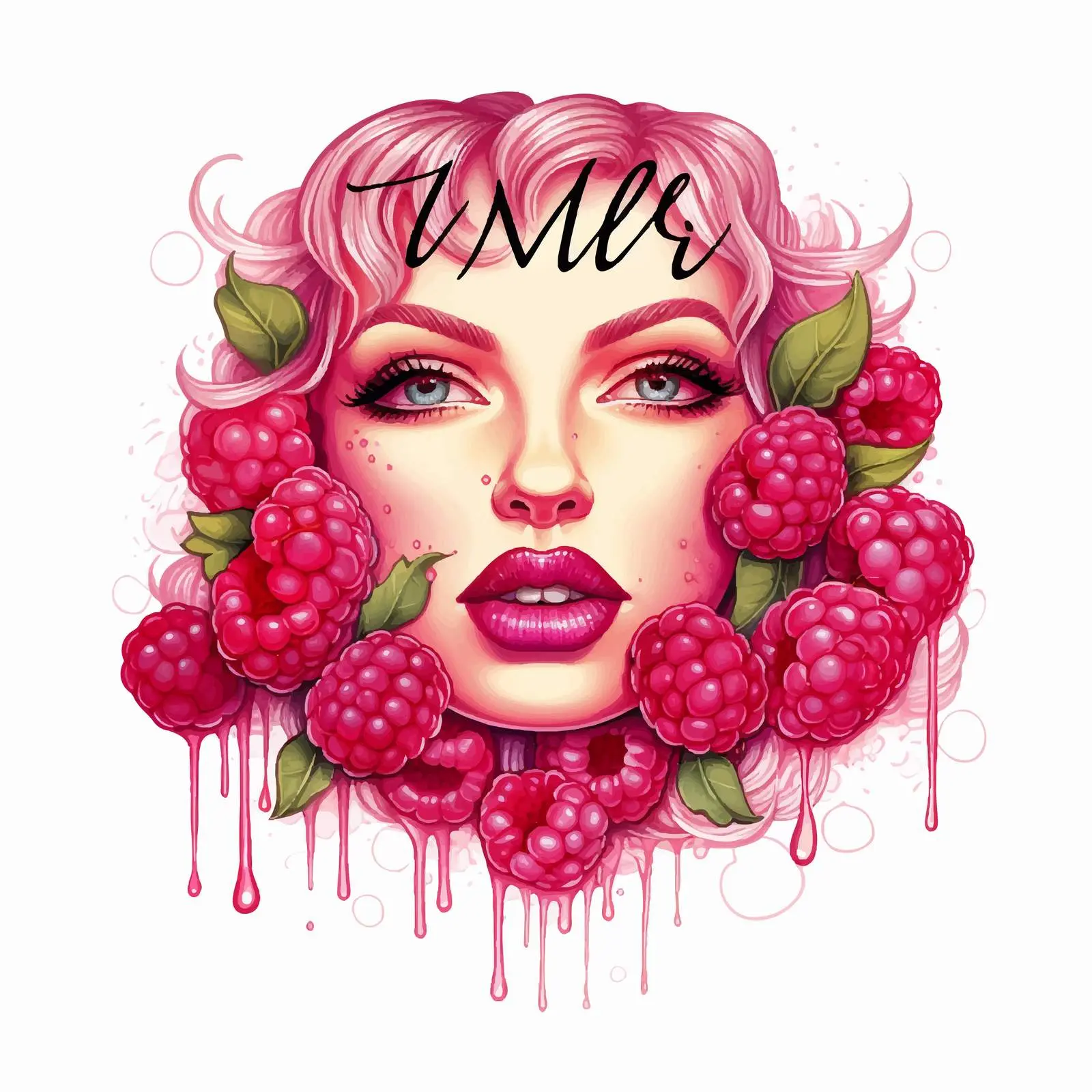 Juicy Pink Lips with Raspberries Vector Art – free raspberries image from Dotvec