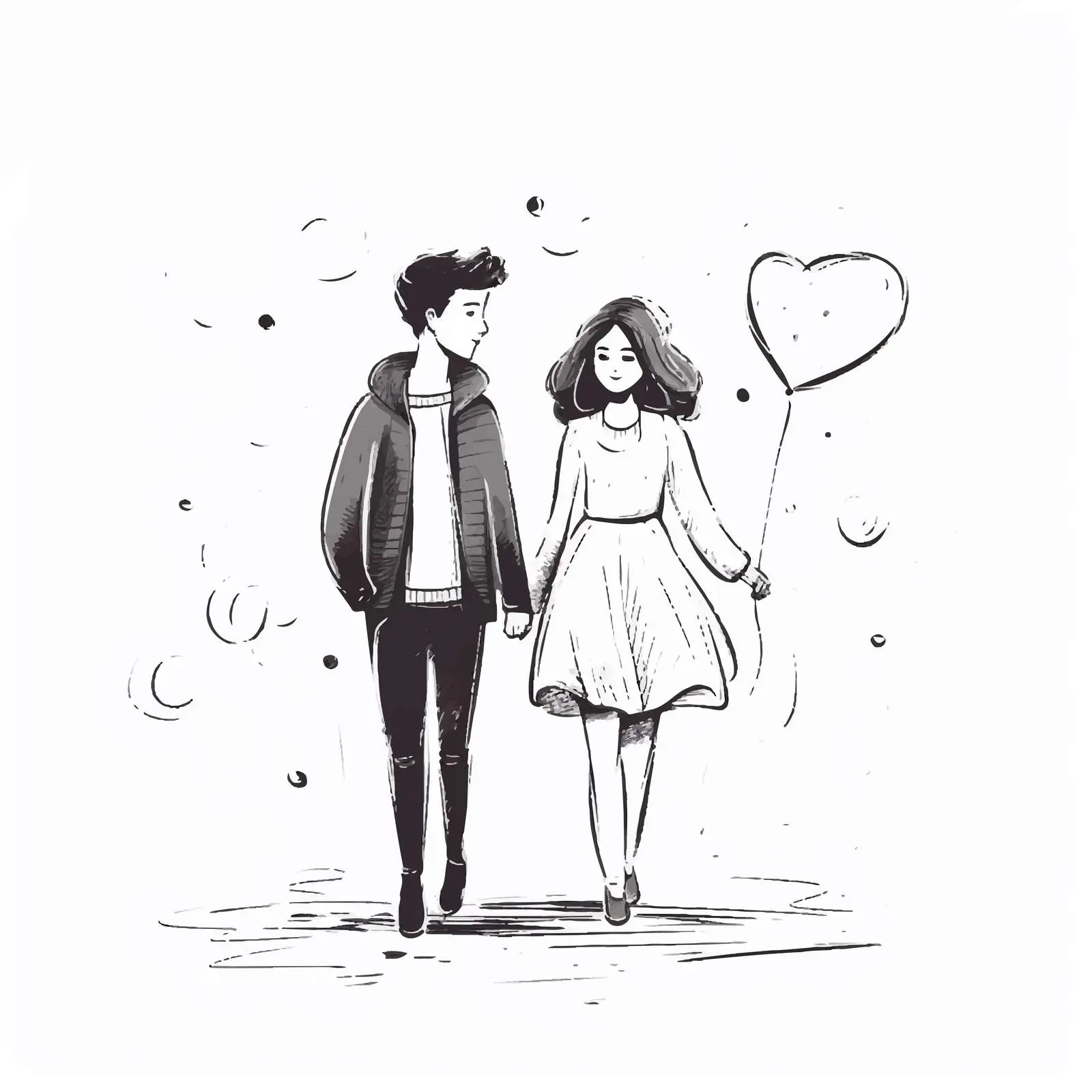 Couple in Love One Line Fashion Drawing — free download from Dotvec