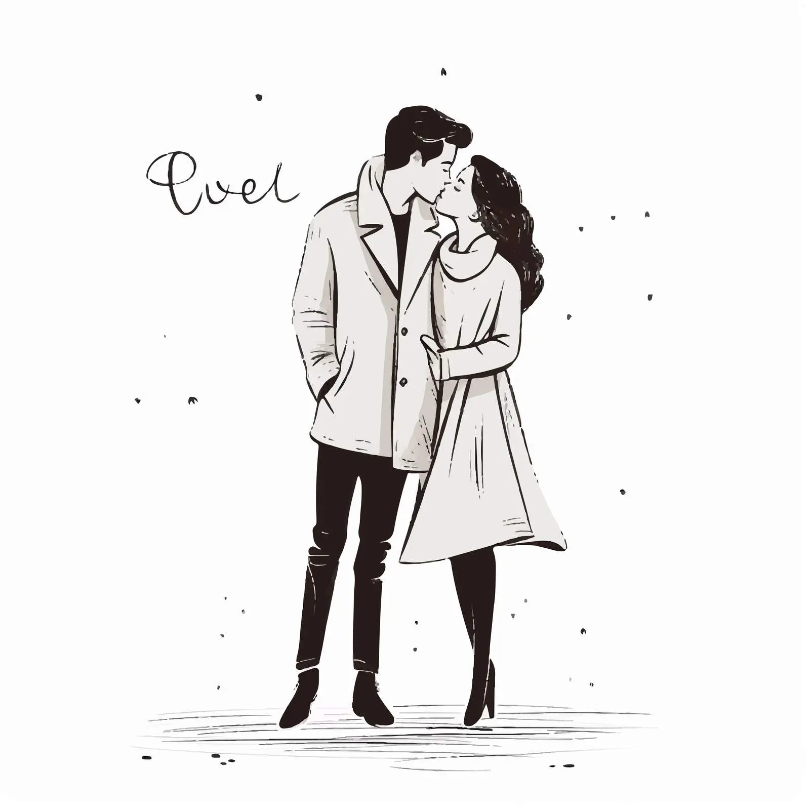 Stylish One-Line Couple Drawing in Love — free download from Dotvec