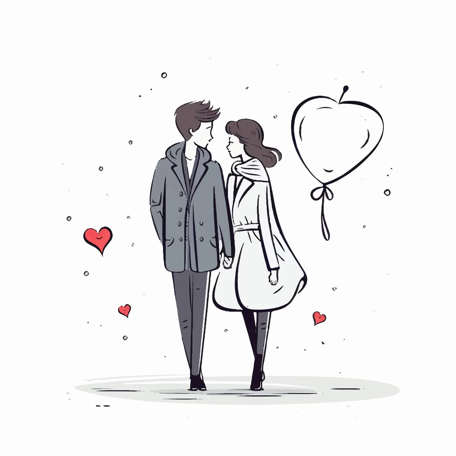 Couple in Love One-Line Drawing Art – free couples art image from Dotvec