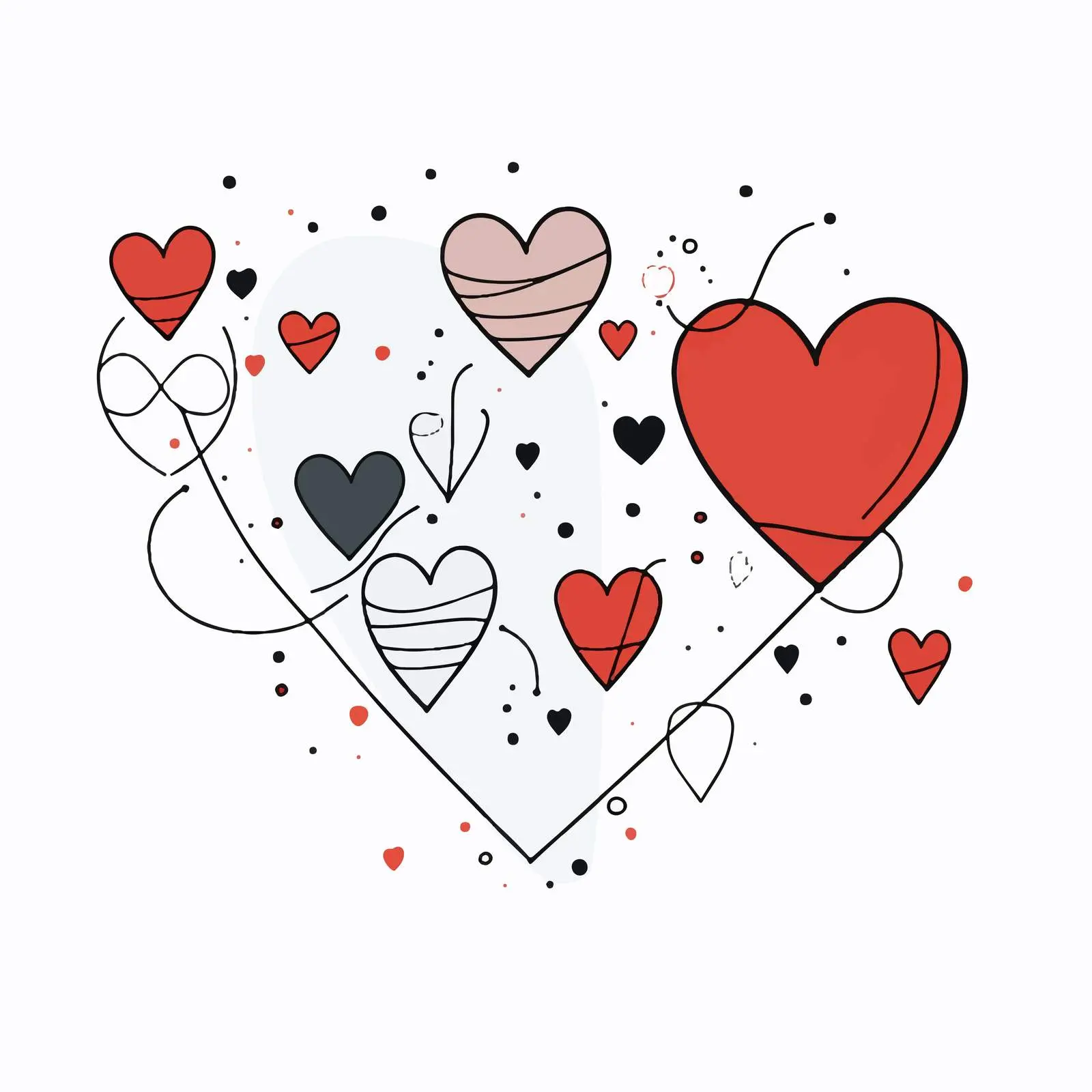 One Line Heart Drawing with Geometric Shapes – free abstract heart image from Dotvec