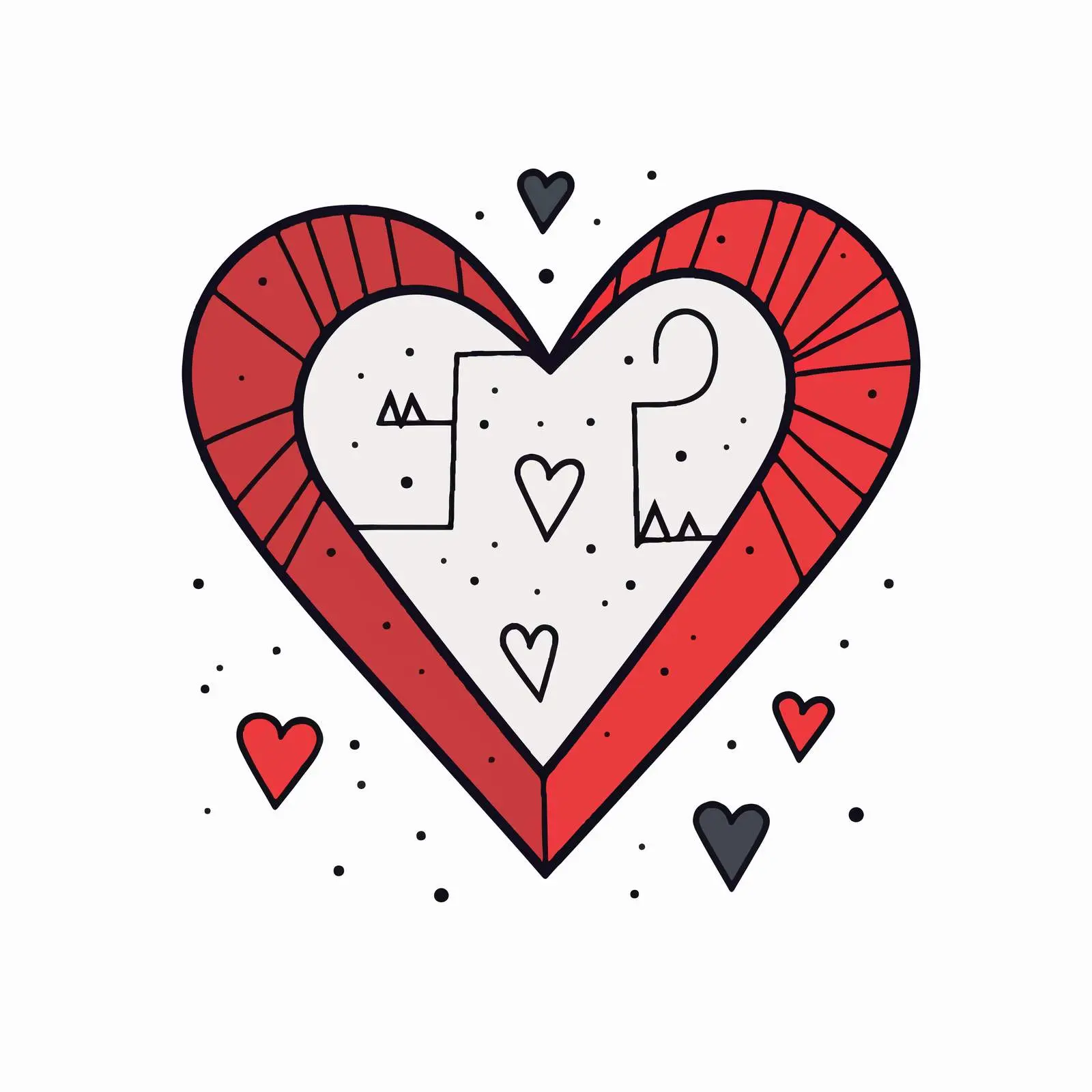 One Line Heart Drawing with Geometric Shapes – free stylish heart image from Dotvec