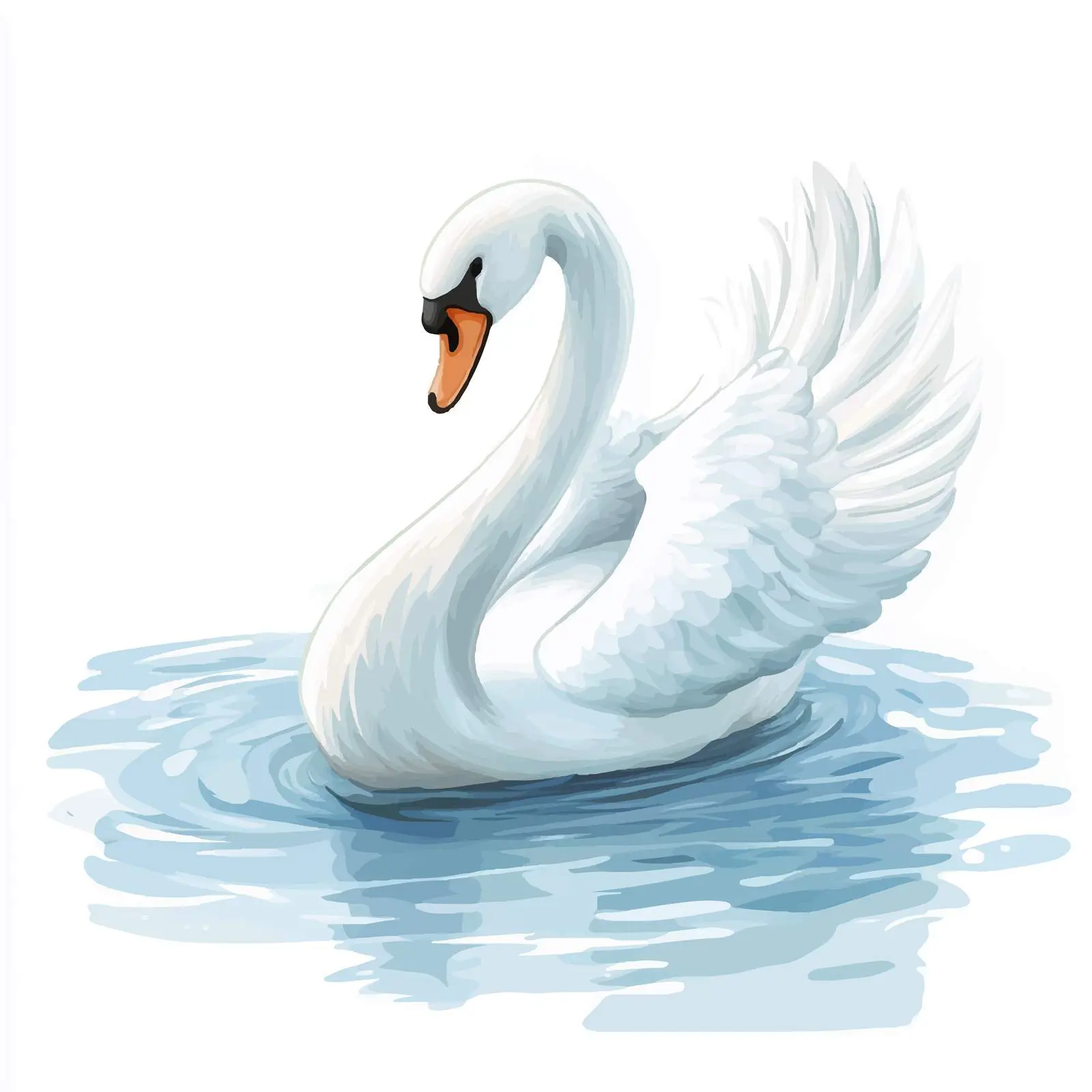 Beautiful White Swan on Serene Pond Illustration — free download from Dotvec