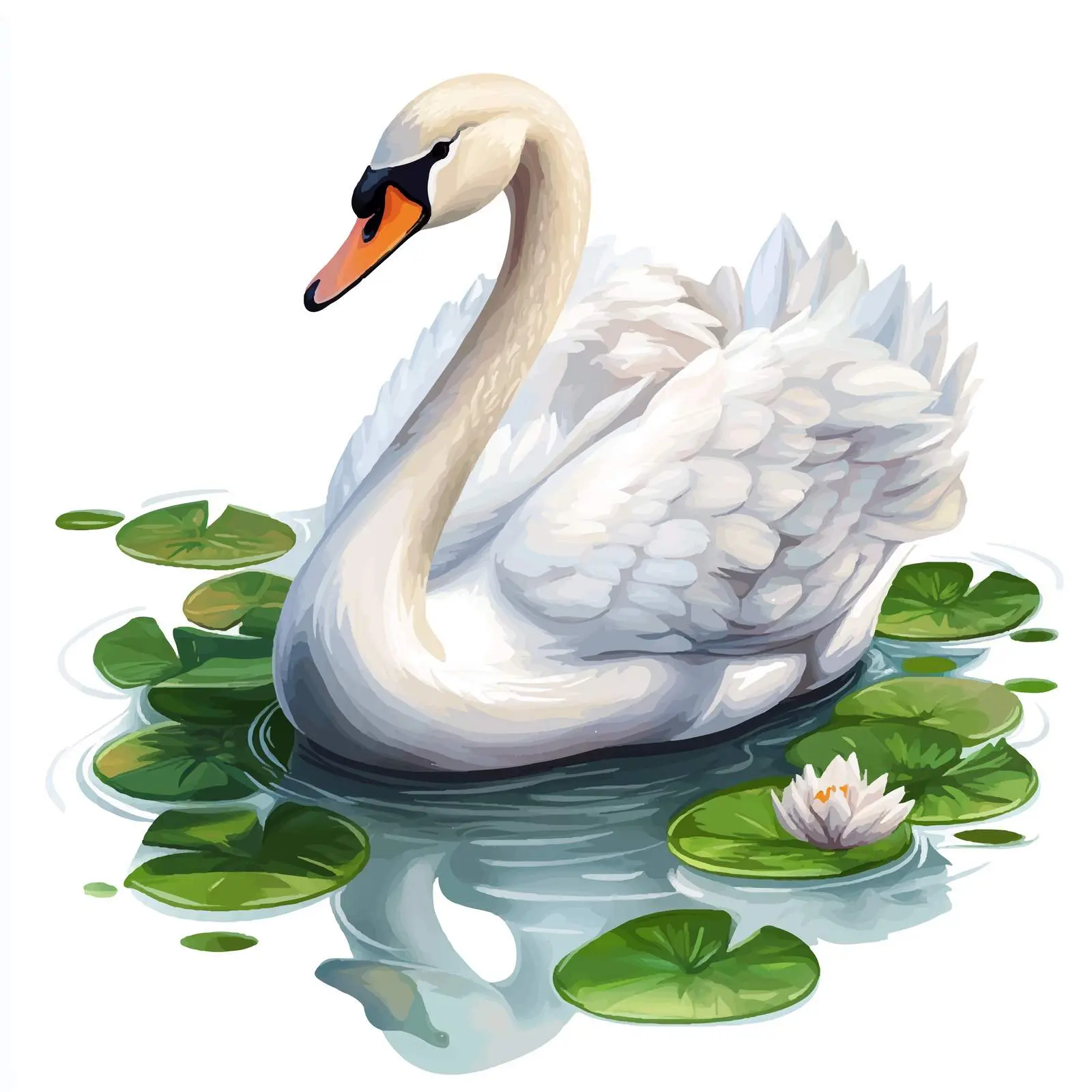 Elegant White Swan on Tranquil Pond Illustration – free swan image from Dotvec