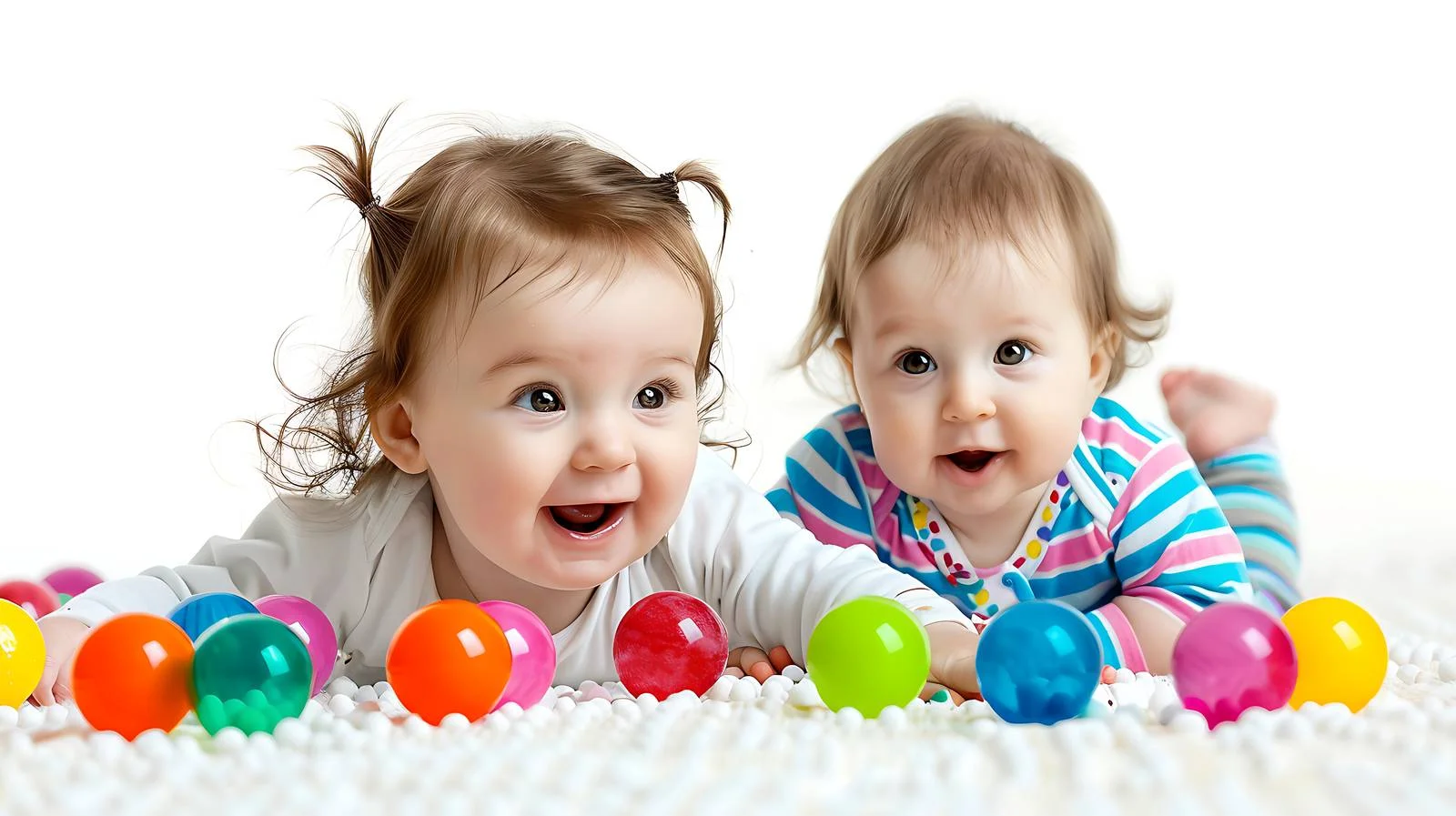 Adorable Baby Girls Playing on White — free download from Dotvec
