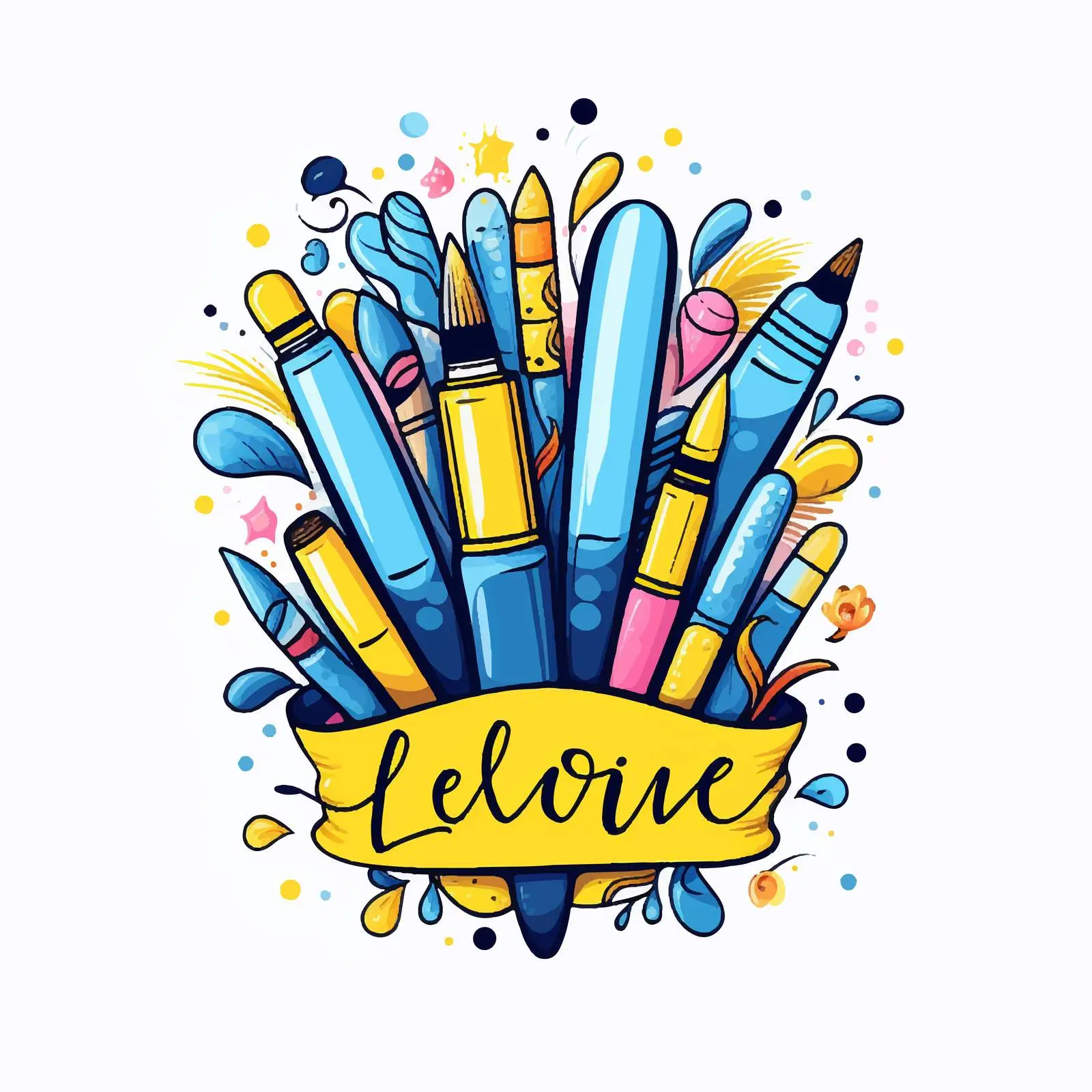 Vibrant Blue and Yellow Long Nail Design – free nail illustration image from Dotvec