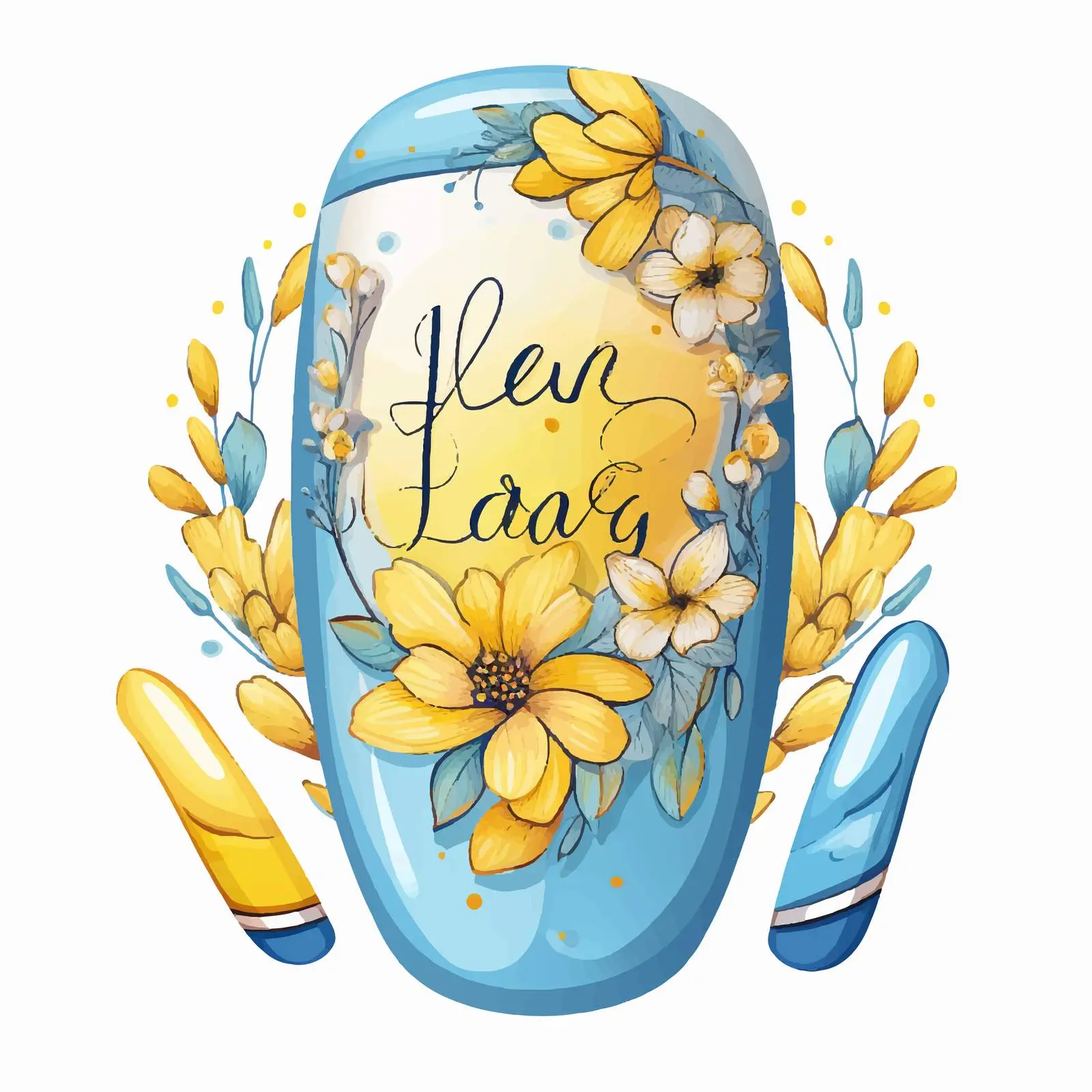 Beautiful Blue and Yellow Nail Design Vectors — free download from Dotvec