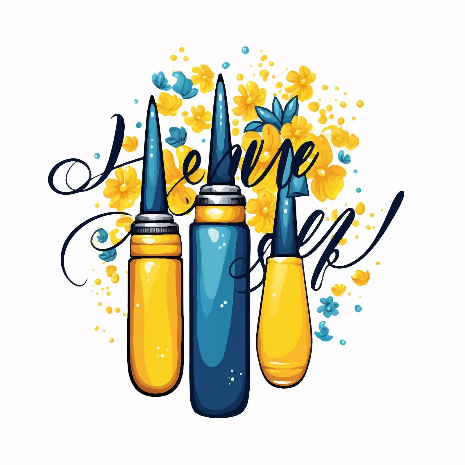 Lovely Blue and Yellow Long Nail Design — free download from Dotvec