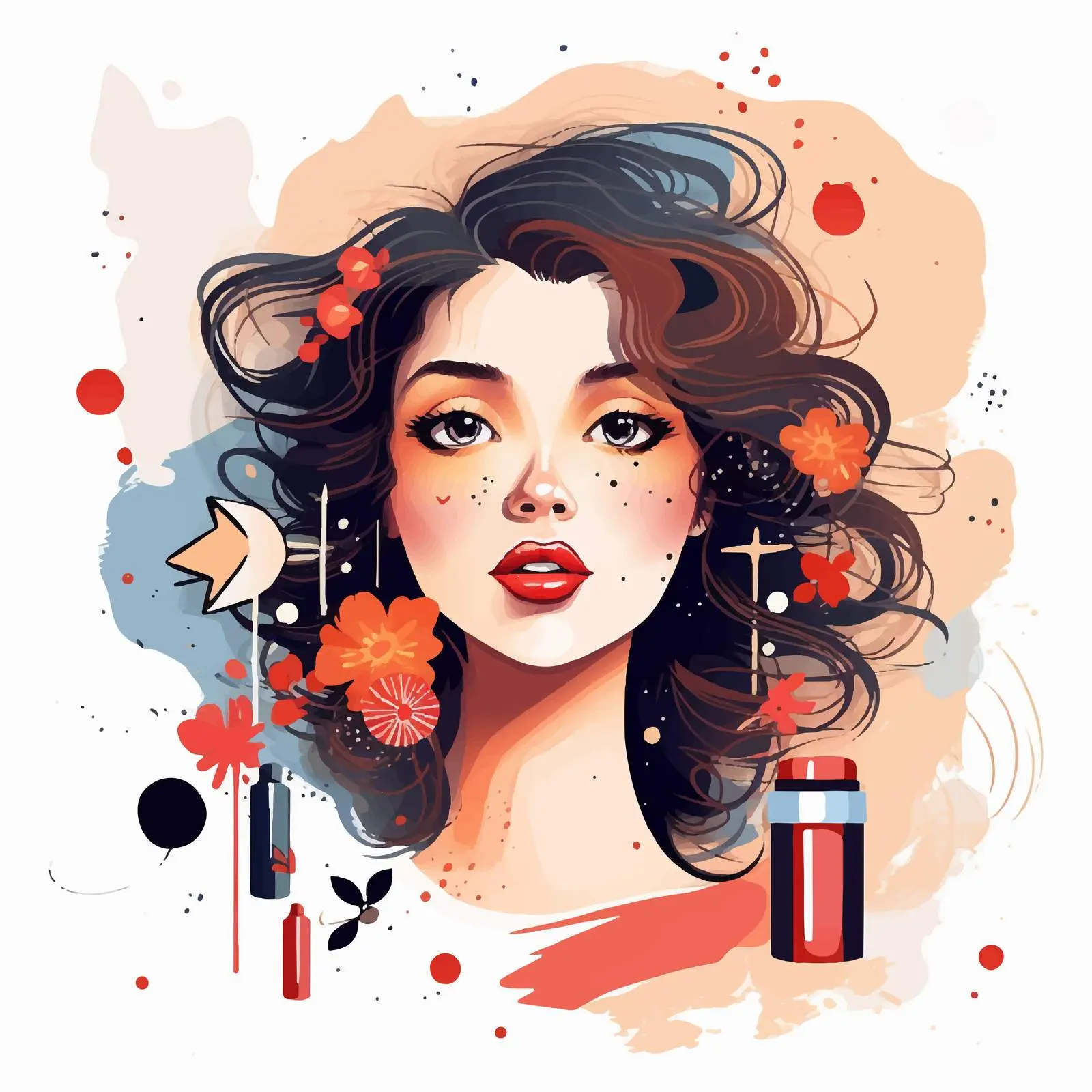 Stylish Lipstick Advertising Portrait of Girl — free download from Dotvec