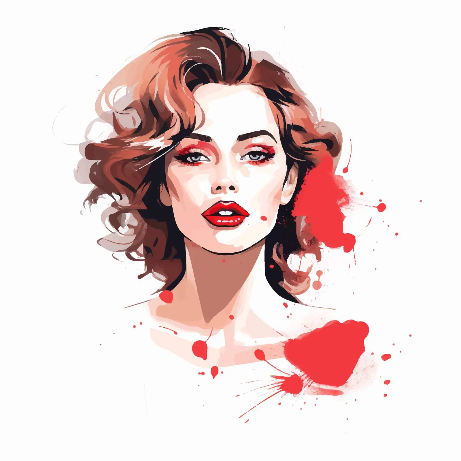Charming Girl Portrait with Lipstick Advertising Theme — free download from Dotvec