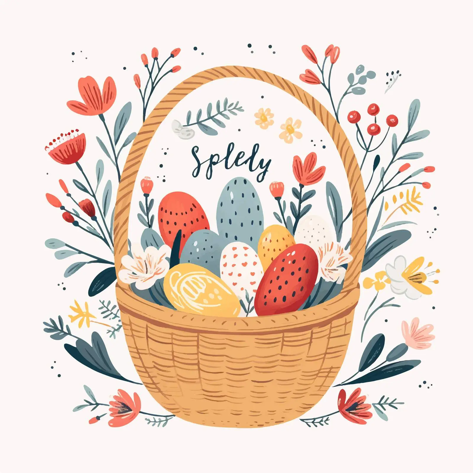 Happy Easter Postcard Template with Handwritten Wish — free download from Dotvec