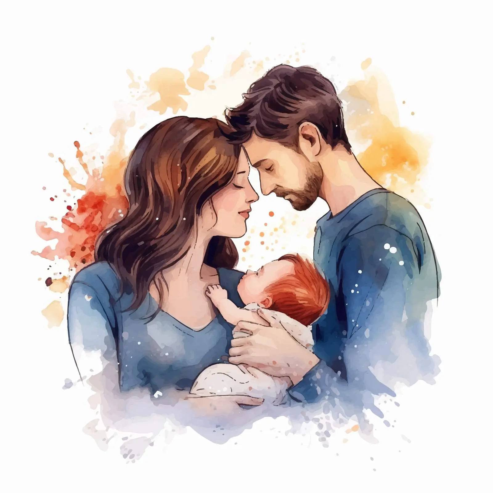 Loving Parents Kissing Newborn Baby — free download from Dotvec