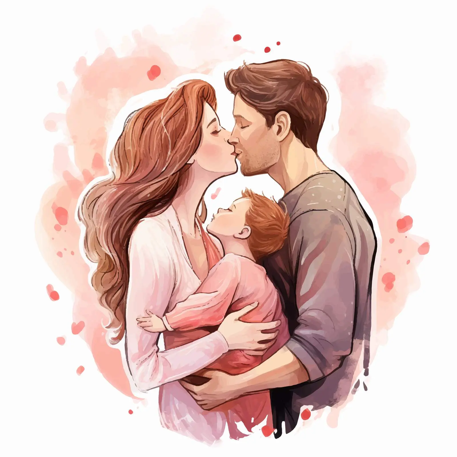 Loving Parents Kissing Their Newborn Baby – free parental love image from Dotvec