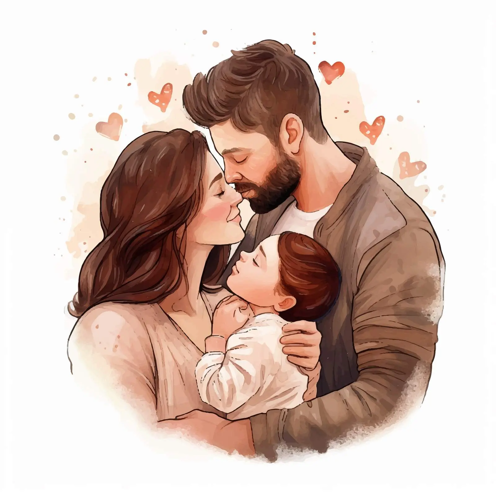 Loving Family Bond: Parents Kissing Newborn – free growing family image from Dotvec