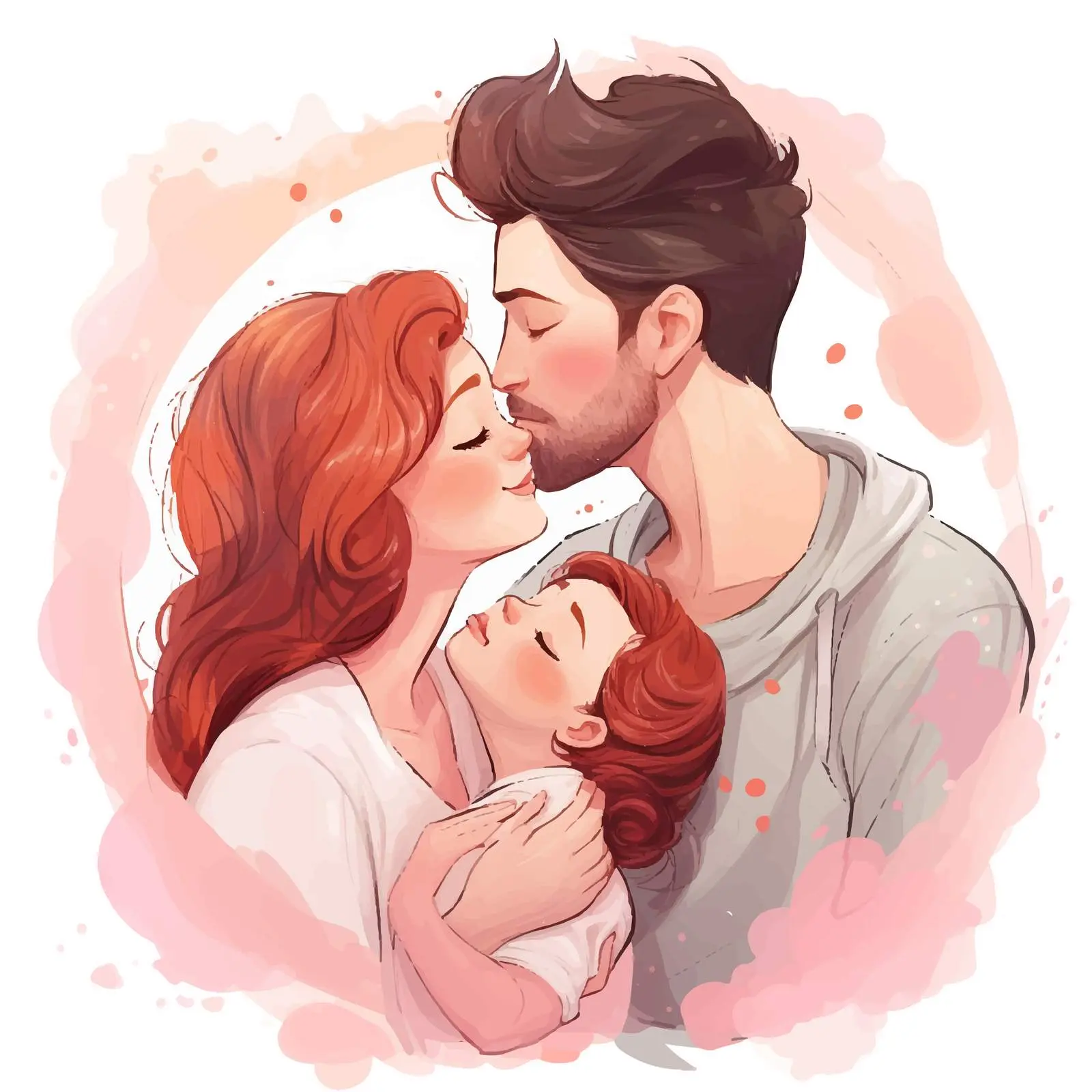 Loving Parents Kissing Their Newborn Baby — free download from Dotvec