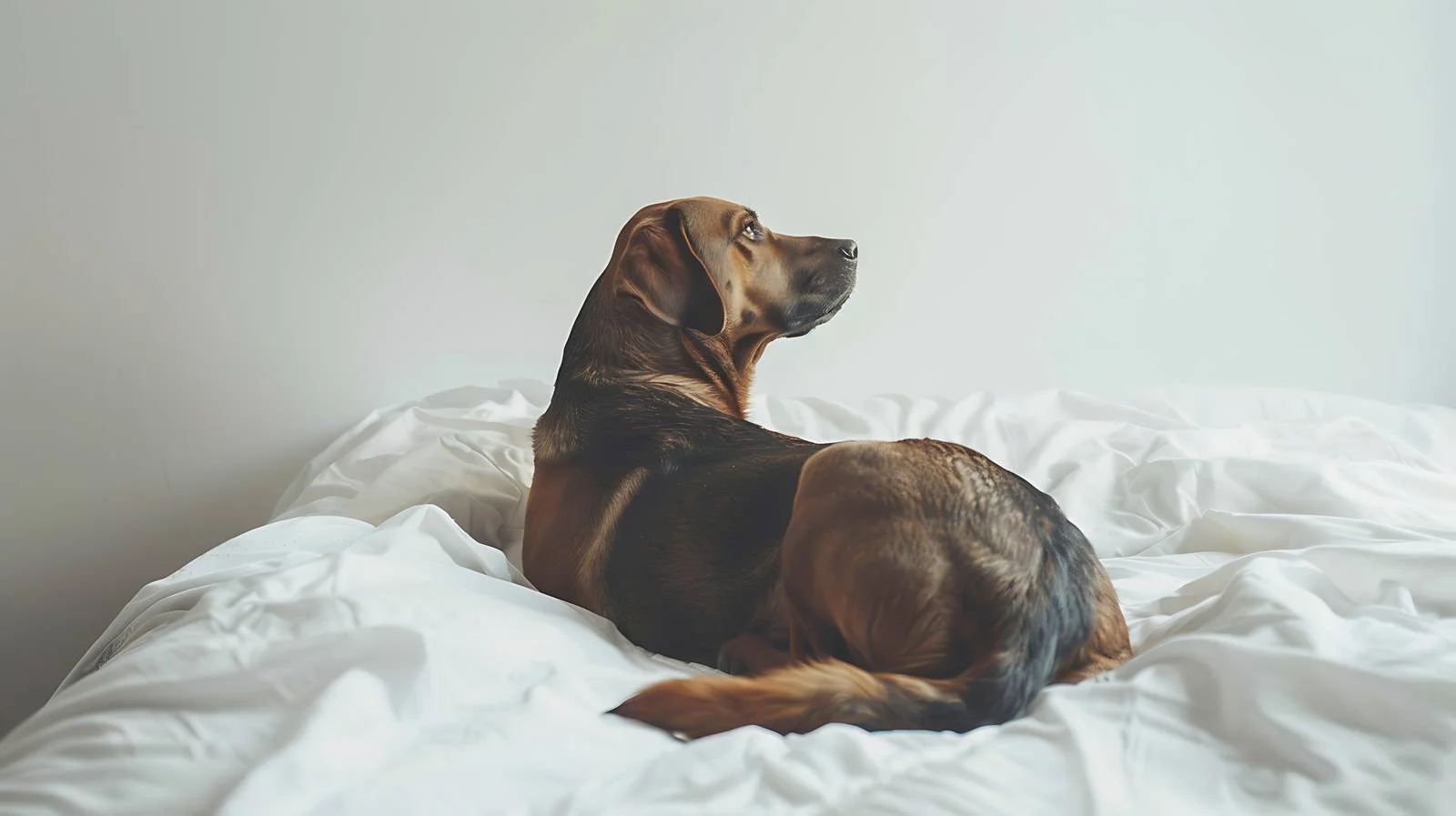 Dog Portrait on Bed Against Wall — free download from Dotvec