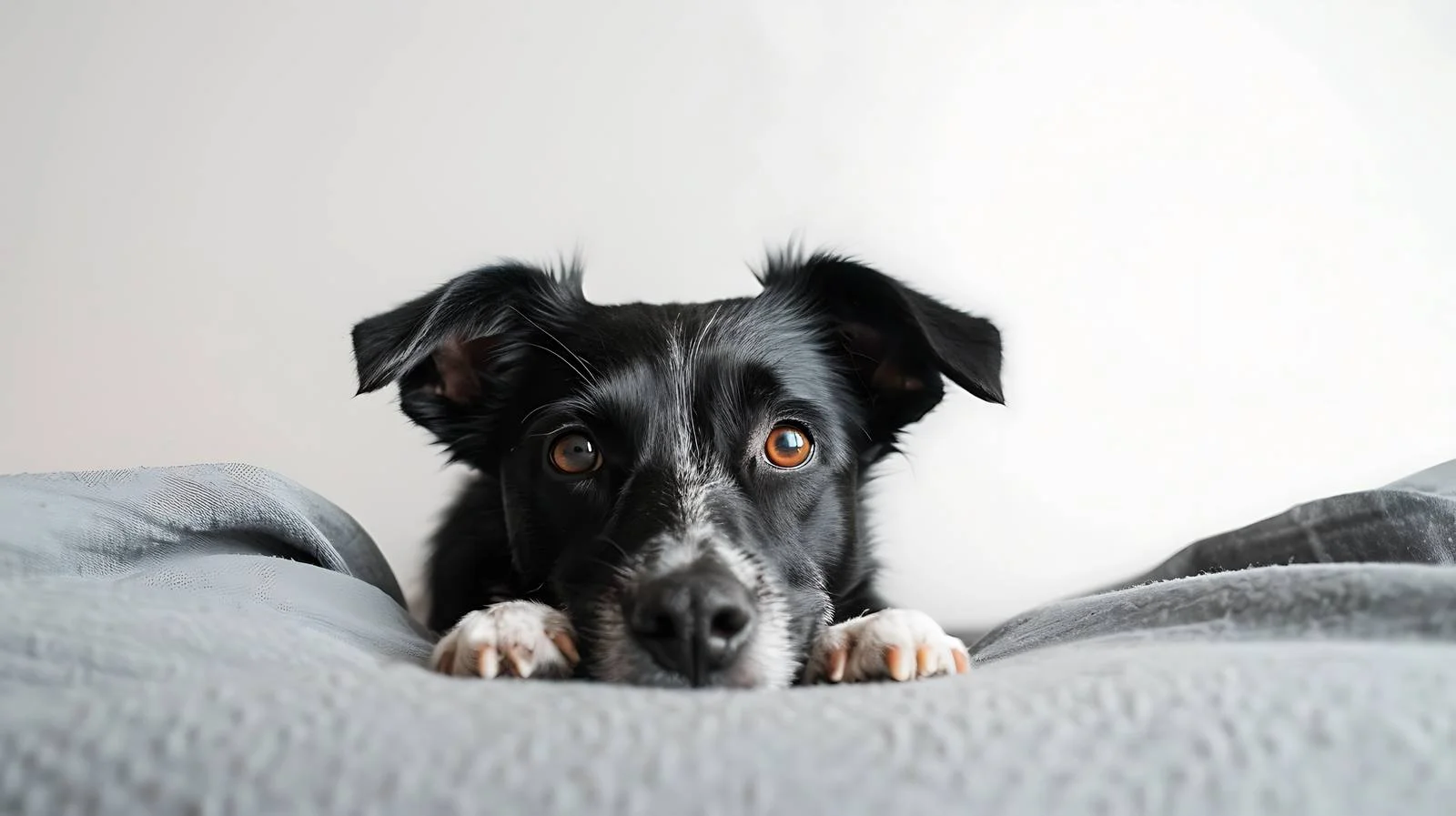 Dog Portrait on Bed Against Wall — free download from Dotvec