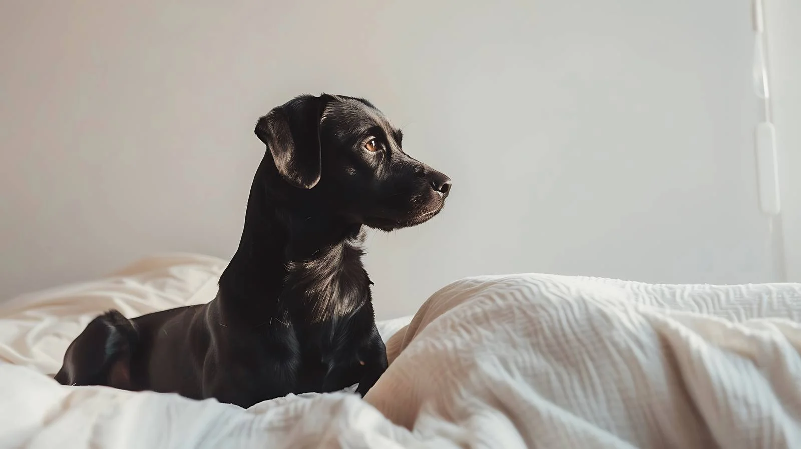 Dog Portrait on Bed Against Wall — free download from Dotvec