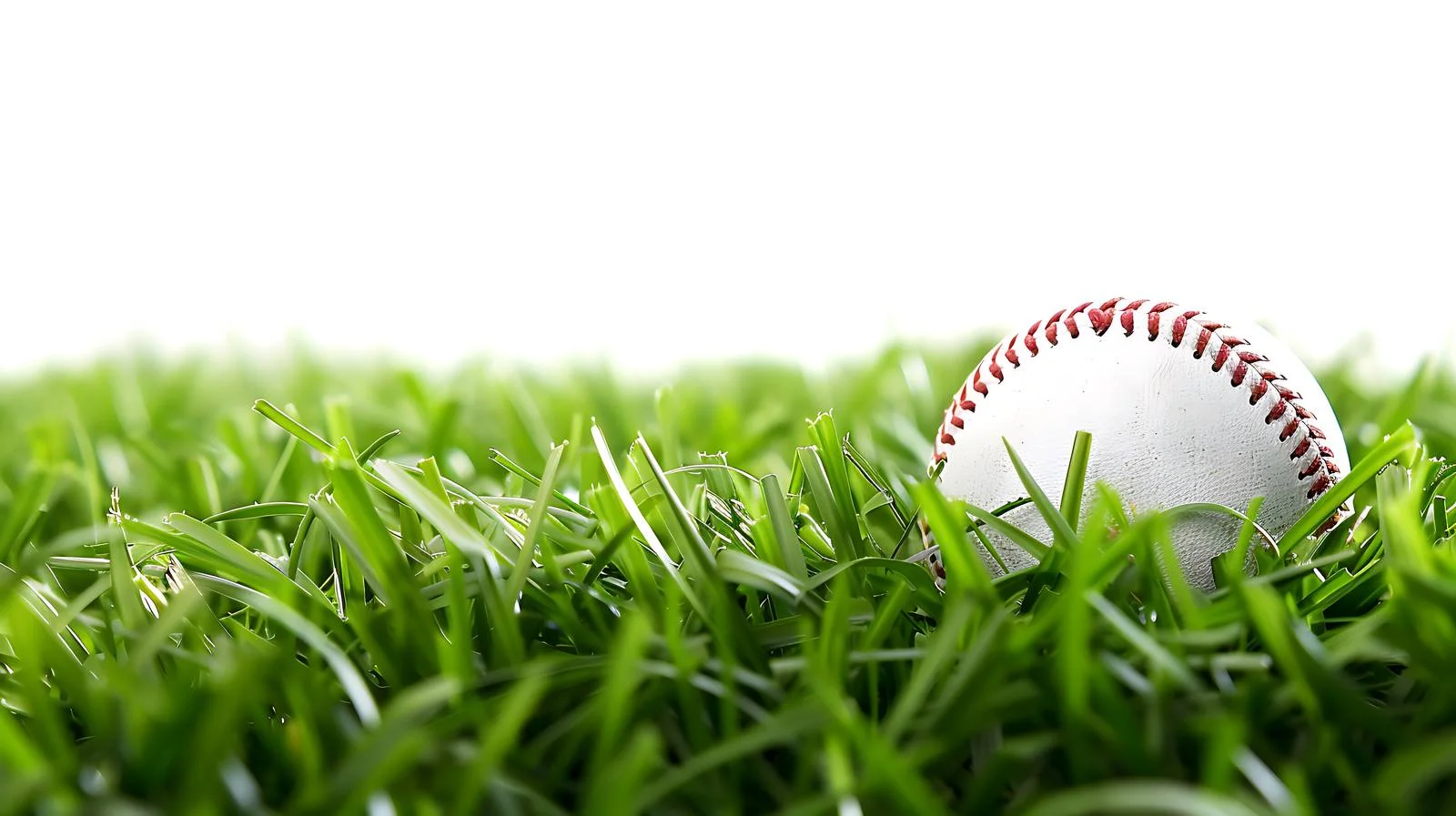 Detailed close-up of baseball in grass — free download from Dotvec