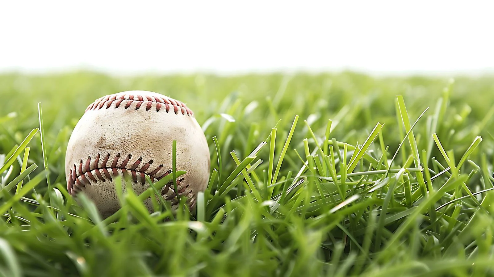Baseball close-up in grass with low-angle perspective — free download from Dotvec