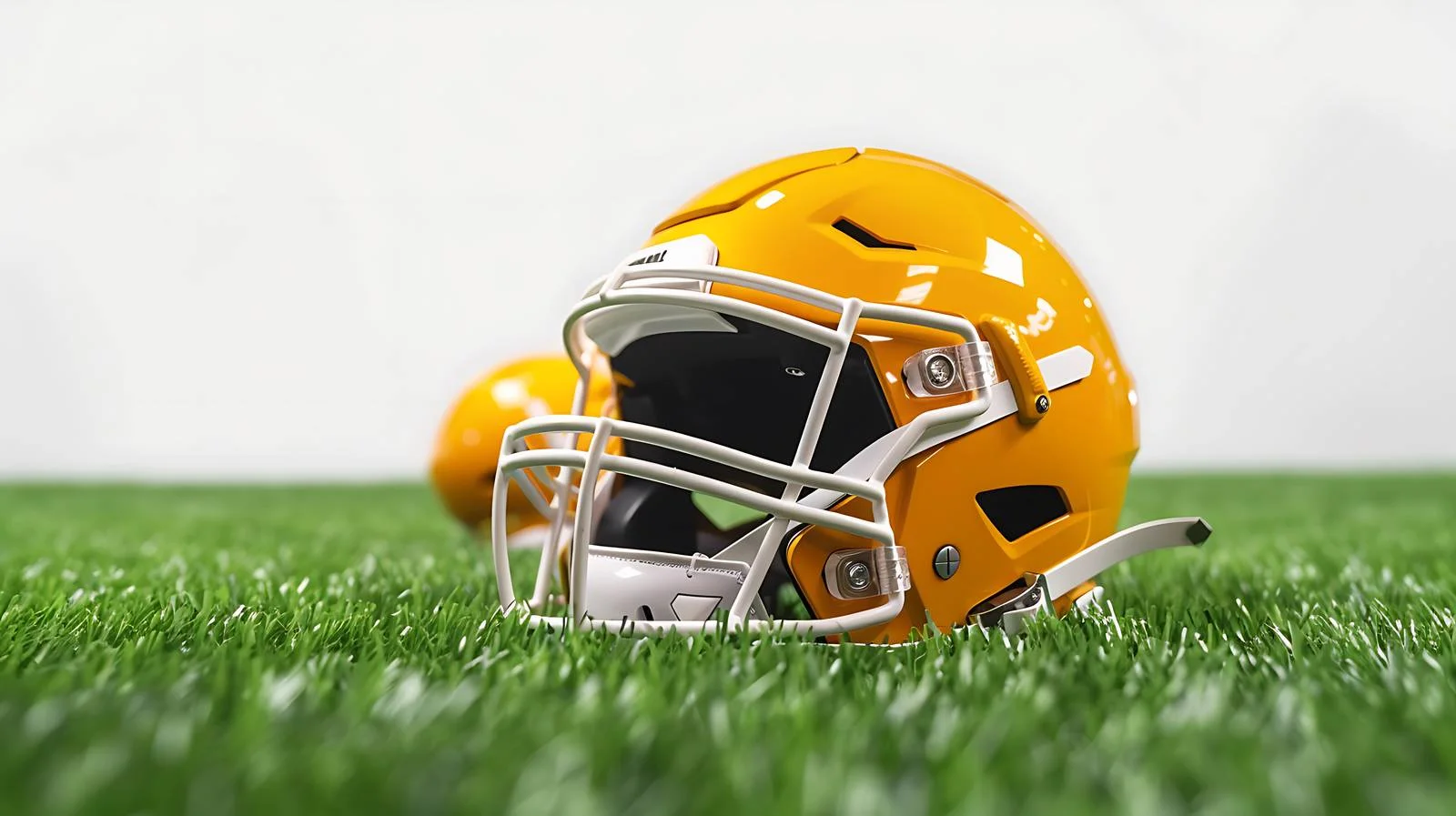 Football helmet on grass field under sky — free download from Dotvec