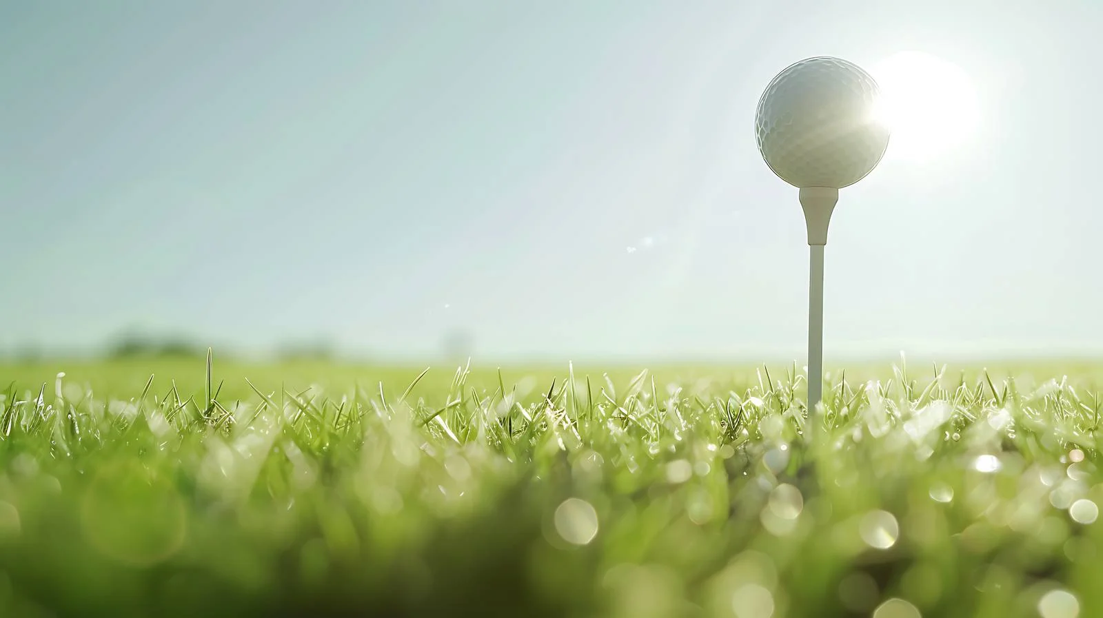 Golf ball on tee at low angle — free download from Dotvec