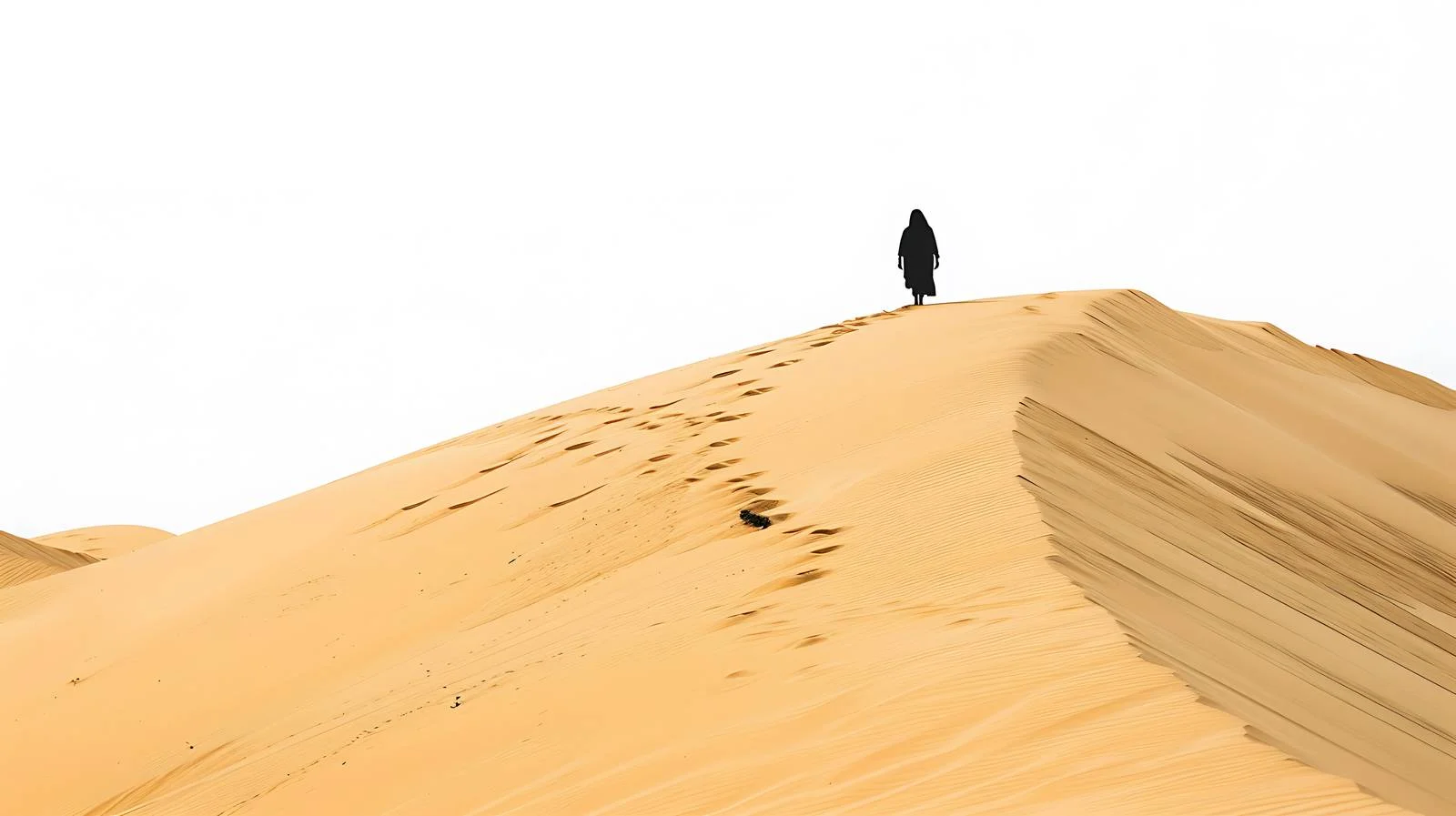 Woman Silhouette Walking on Dune Ridge — free download from Dotvec