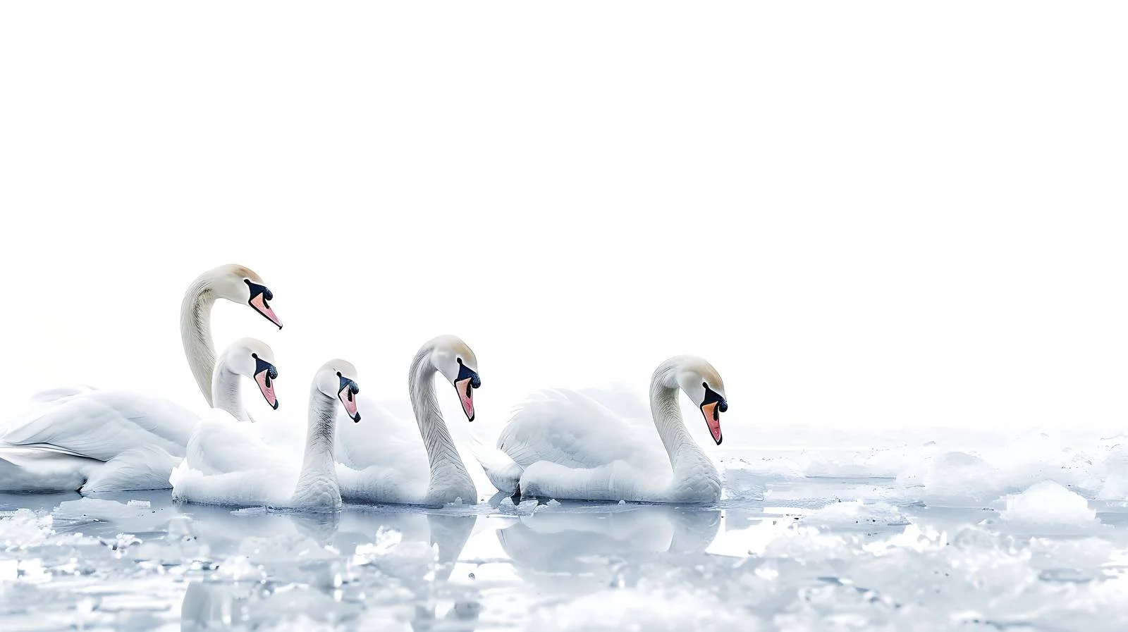 Swans Pause on Wintry Ice Lake — free download from Dotvec
