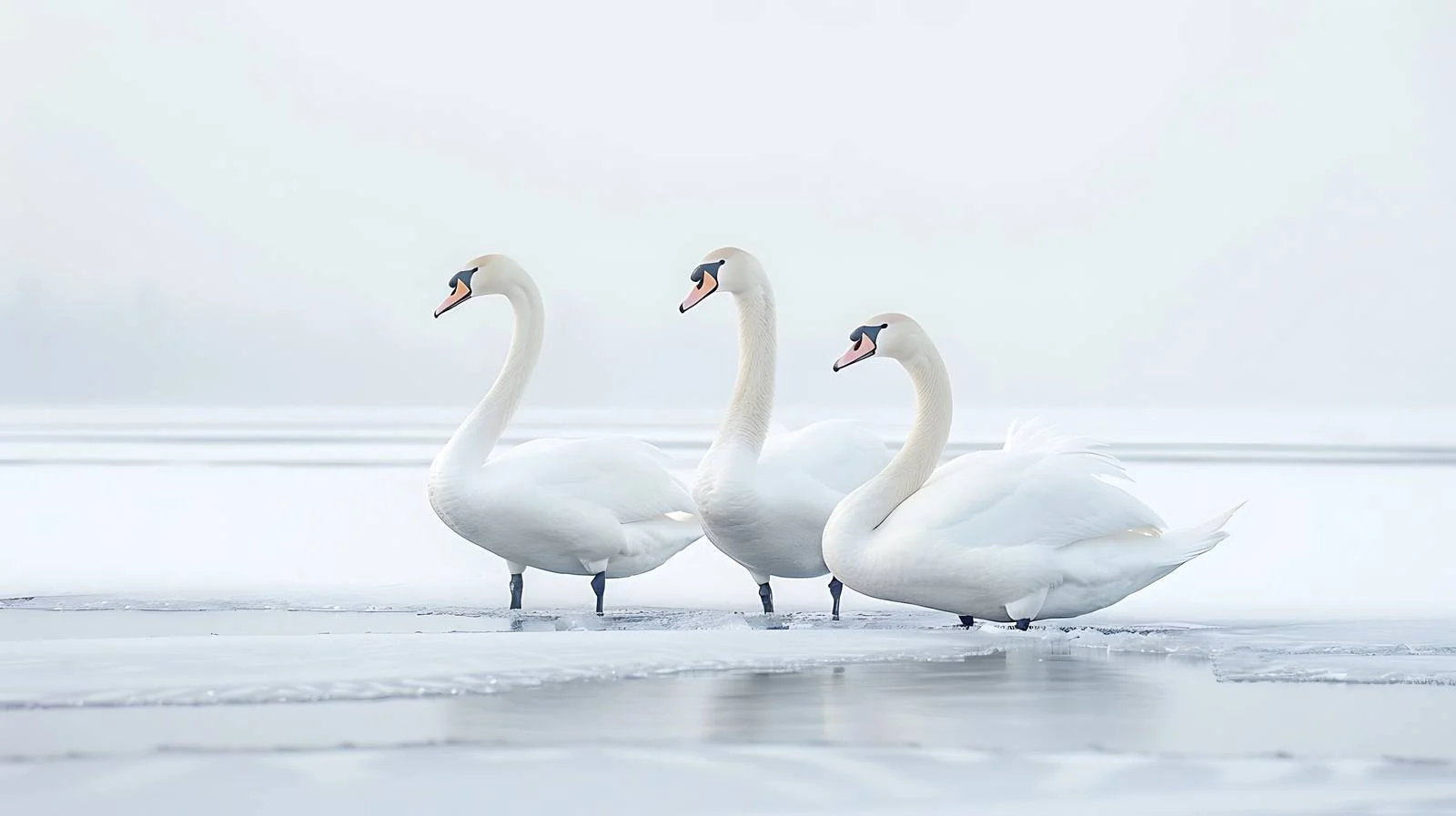 Majestic Swans on Winter Ice Lake — free download from Dotvec