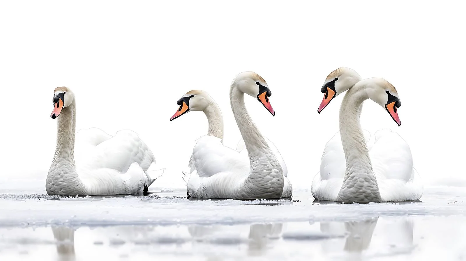 Swans Frozen on Winter Ice Lake — free download from Dotvec
