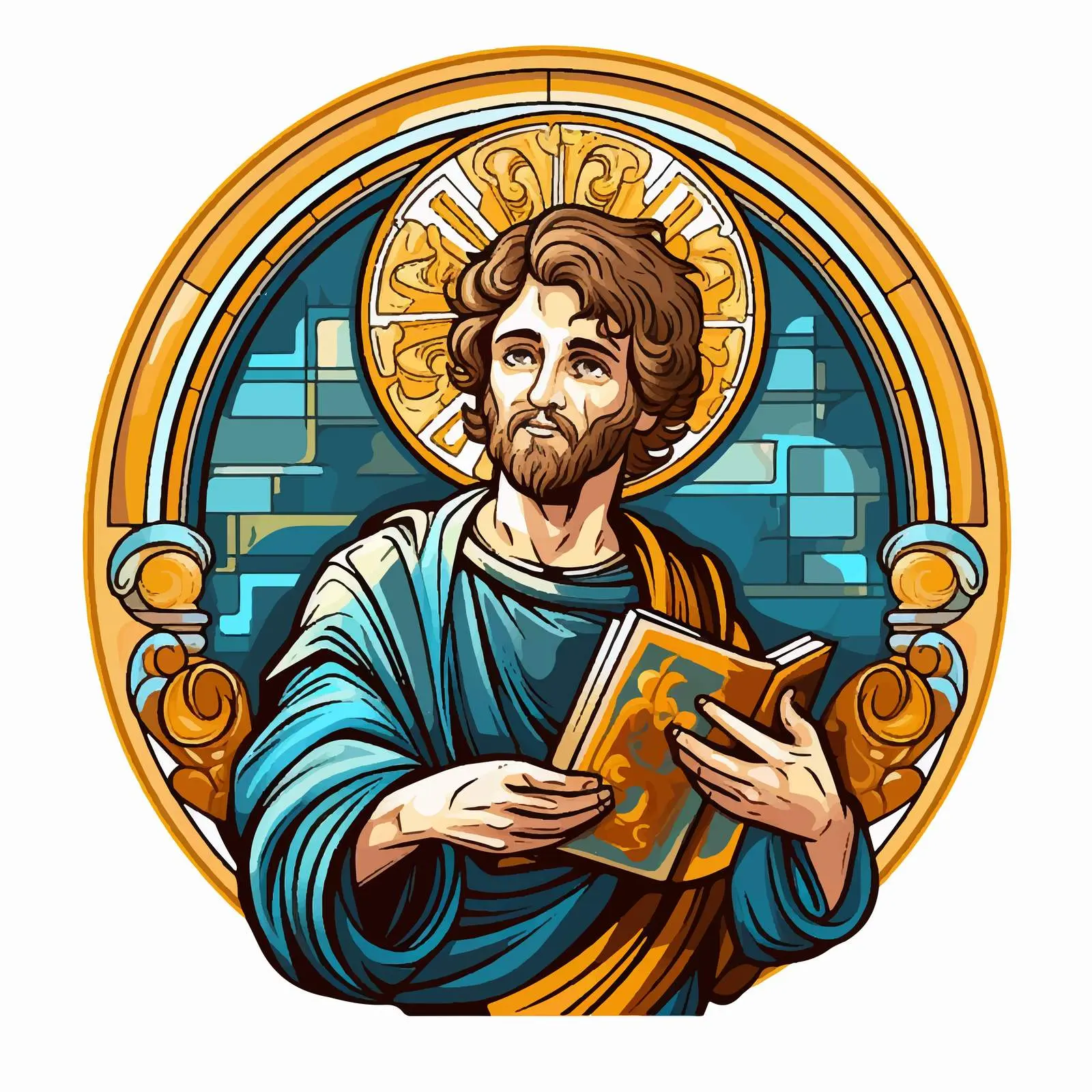 Byzantine Cartoon Illustration of Luke the Evangelist — free download from Dotvec