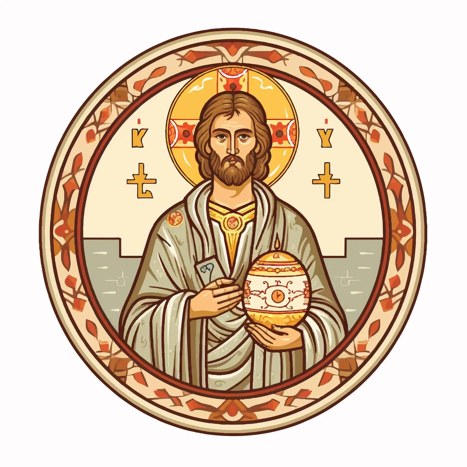 Byzantine Easter Egg Featuring Luke the Evangelist — free download from Dotvec