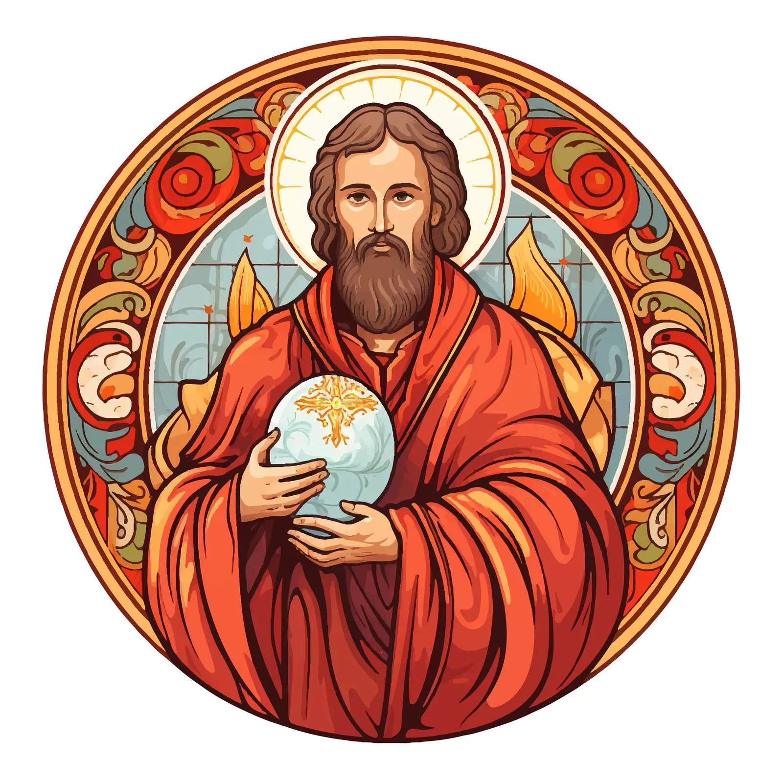Byzantine Style Easter Egg Featuring Luke the Evangelist — free download from Dotvec