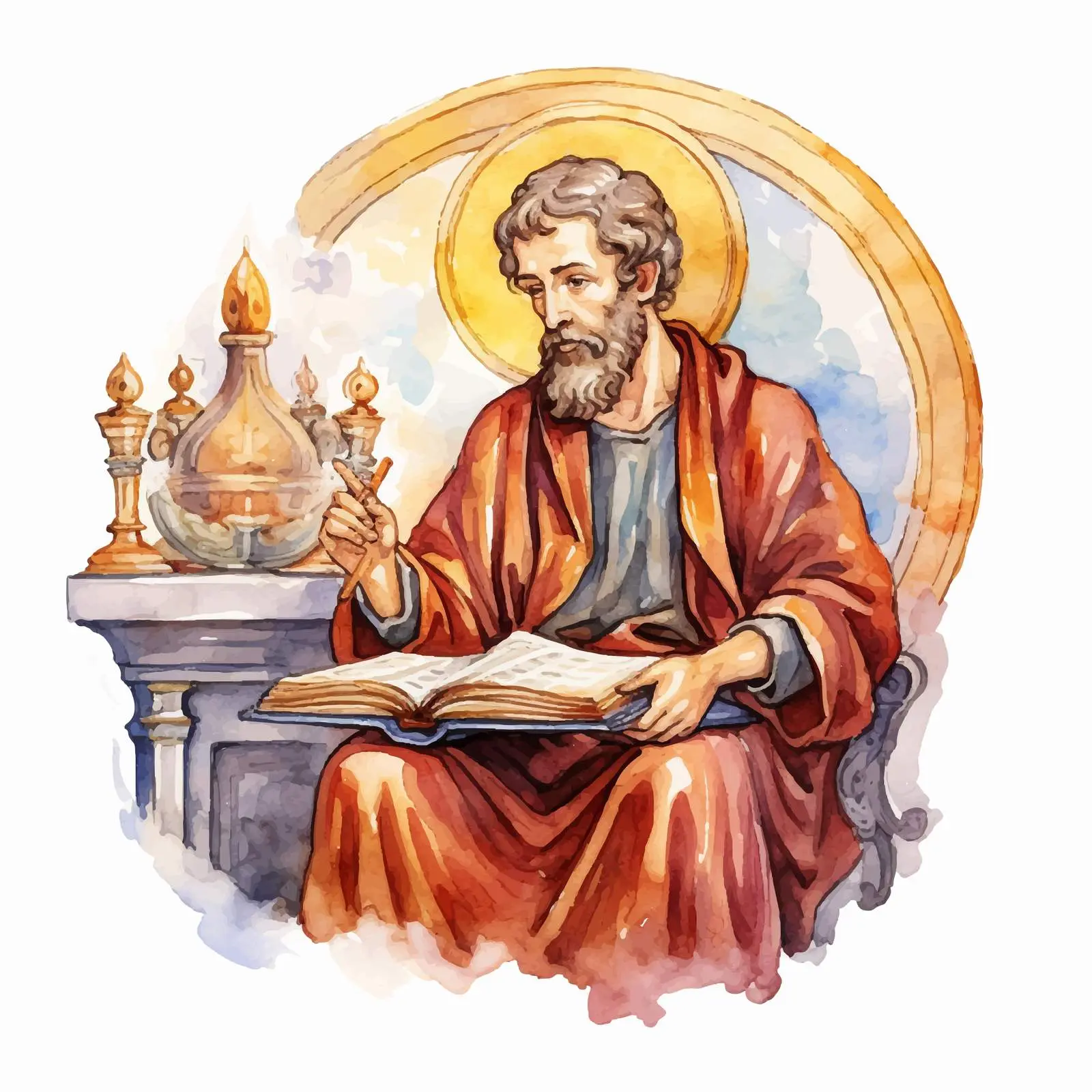 Luke the Evangelist Watercolor Illustration — free download from Dotvec