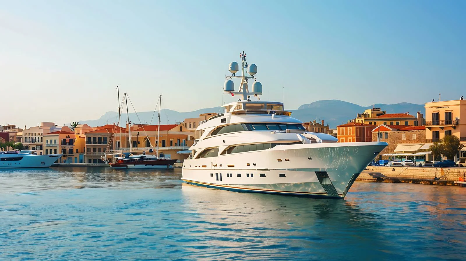 Chania Luxury Yacht in Venetian Harbor — free download from Dotvec