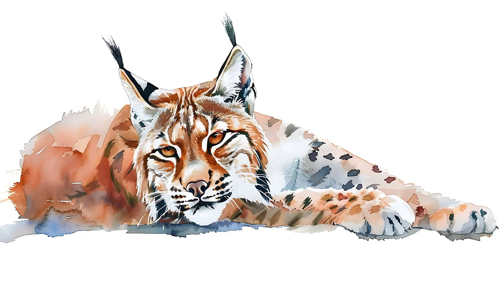 Elegant Lynx Watercolor Portrait on White — free download from Dotvec