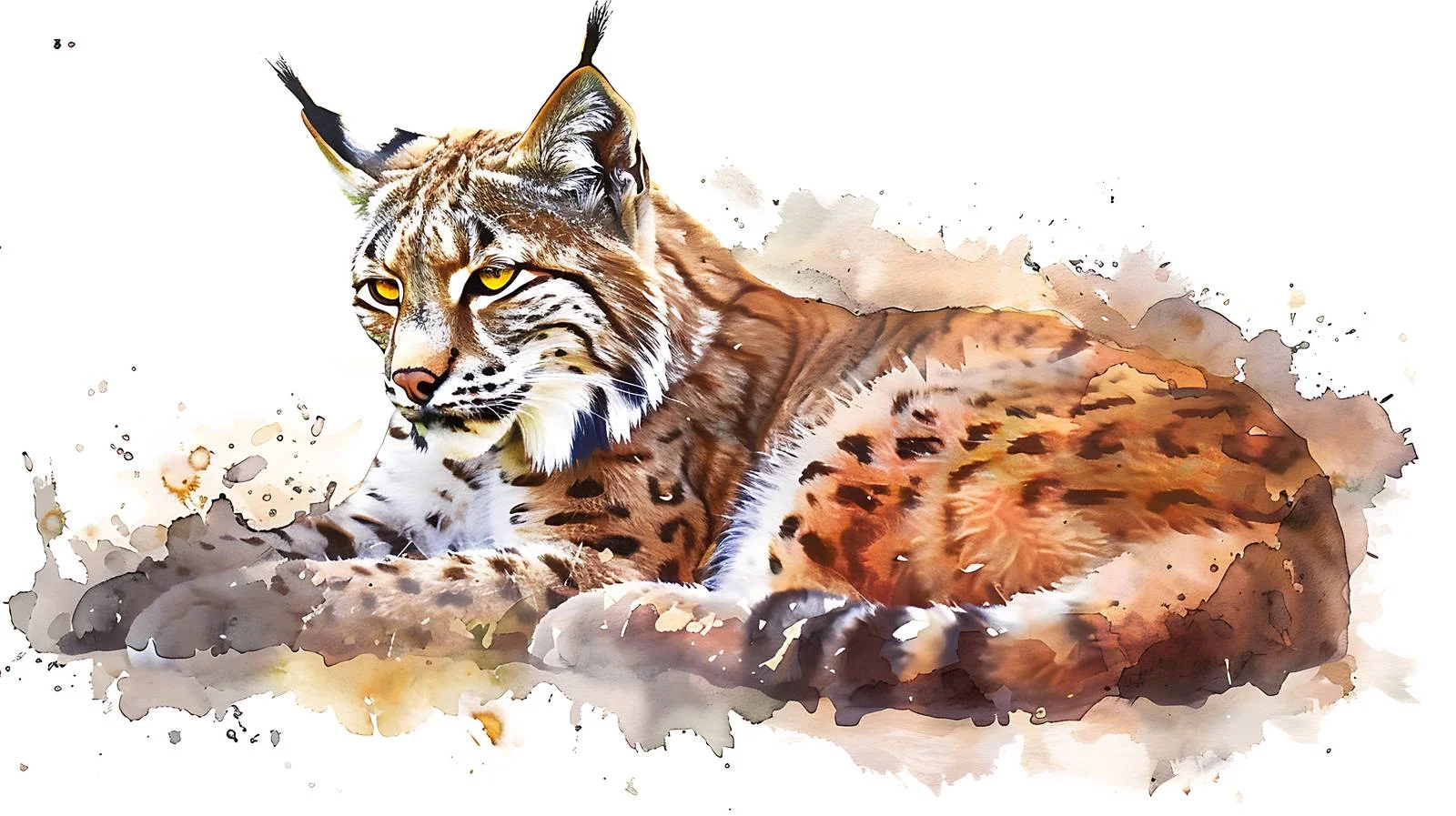 Elegant Lynx Watercolor Painting on White — free download from Dotvec