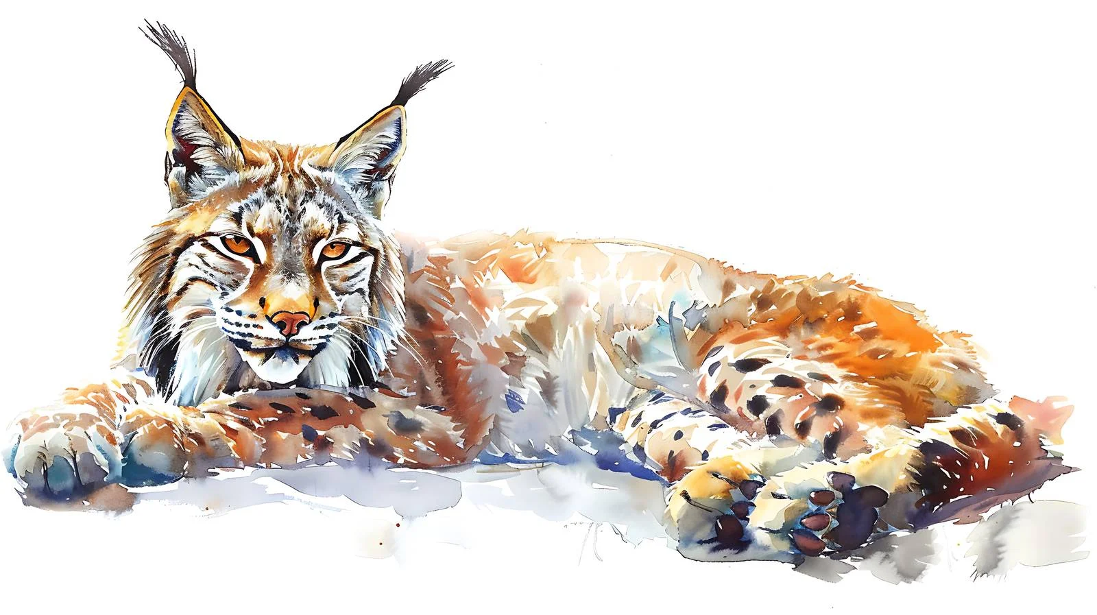 Graceful Lynx Watercolor Illustration on White Background — free download from Dotvec