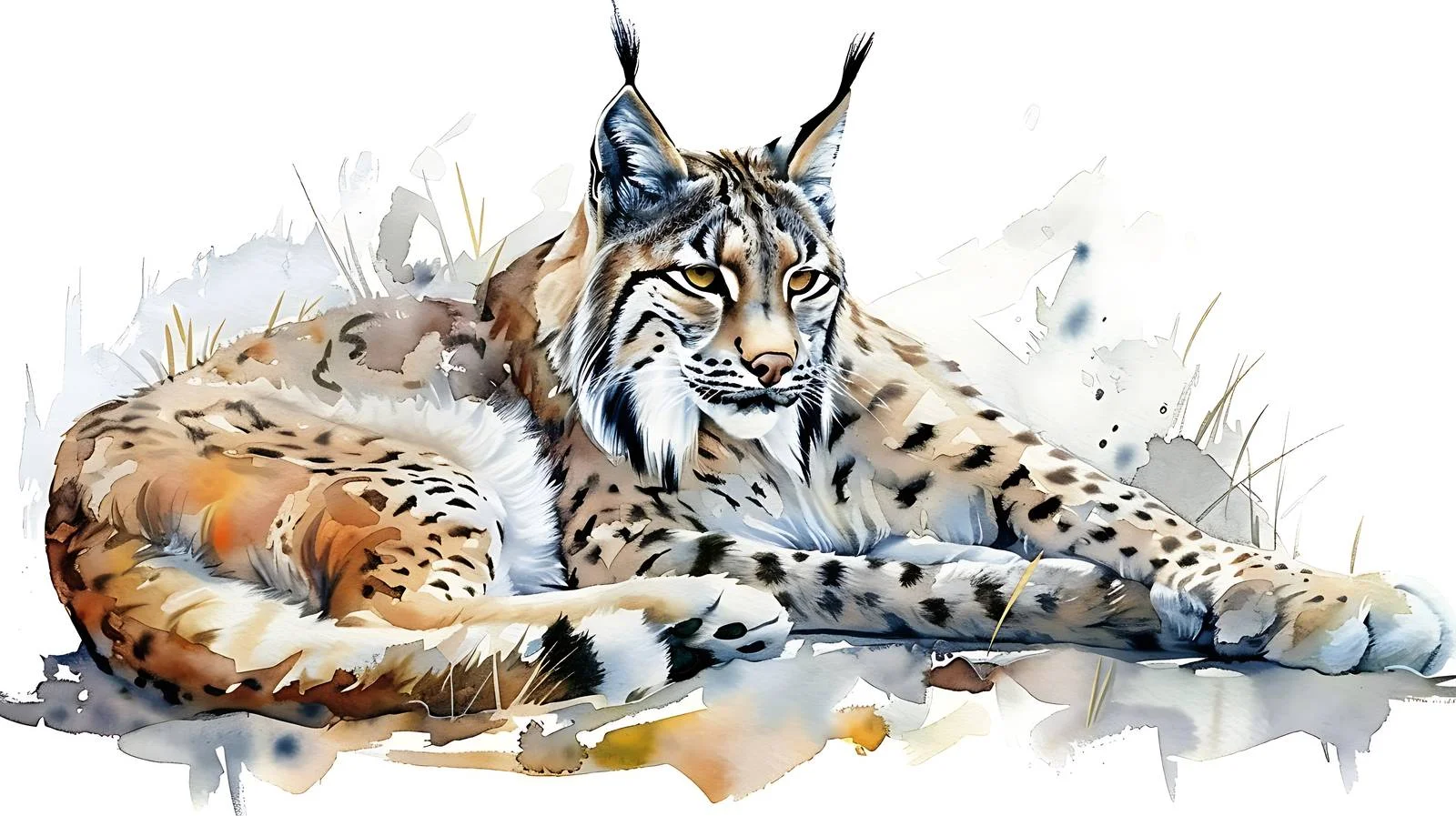 Graceful Lynx Watercolor Painting on White — free download from Dotvec