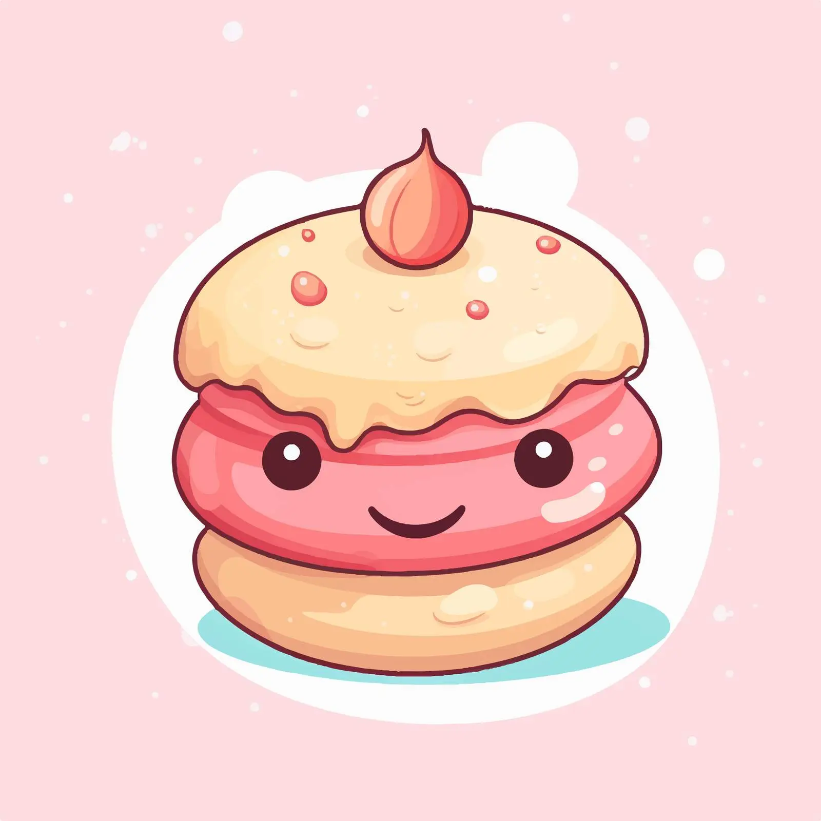 Cute Macaron with Happy Face Vector Illustration — free download from Dotvec