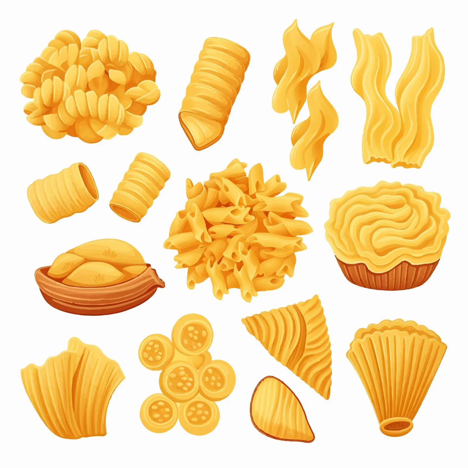 Delicious Pasta Varieties Vector Illustration — free download from Dotvec