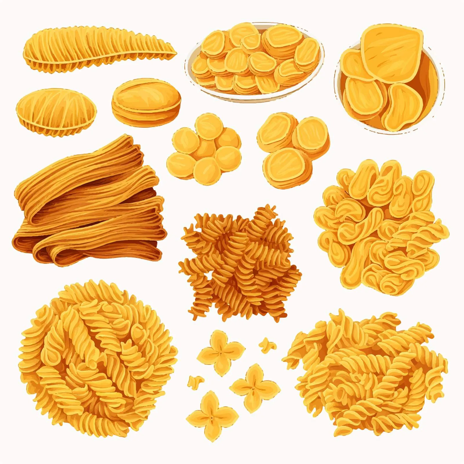 Variety of Pasta Vectors for Culinary Design — free download from Dotvec