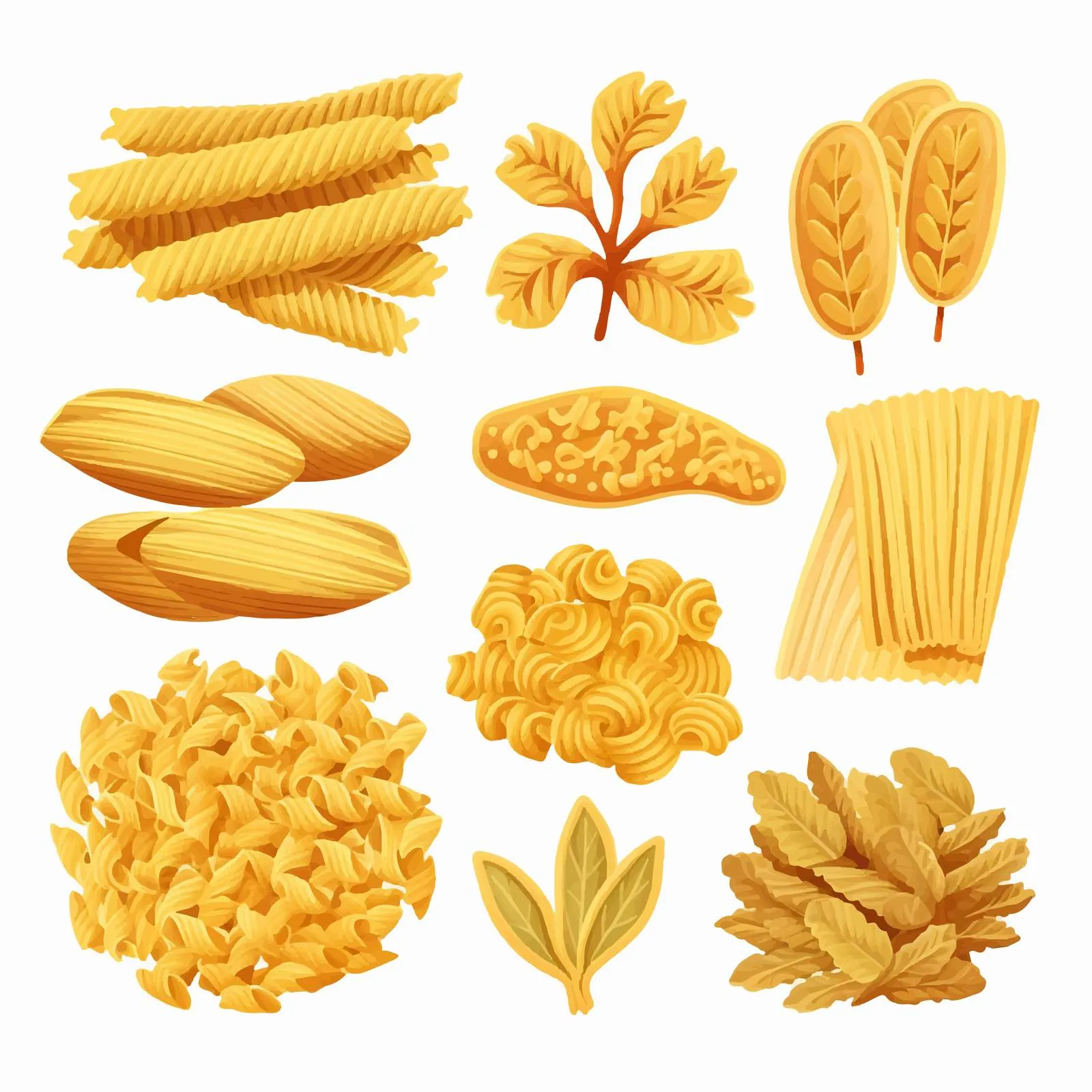 Assorted Pasta Shapes Vector Art – free pasta shape image from Dotvec