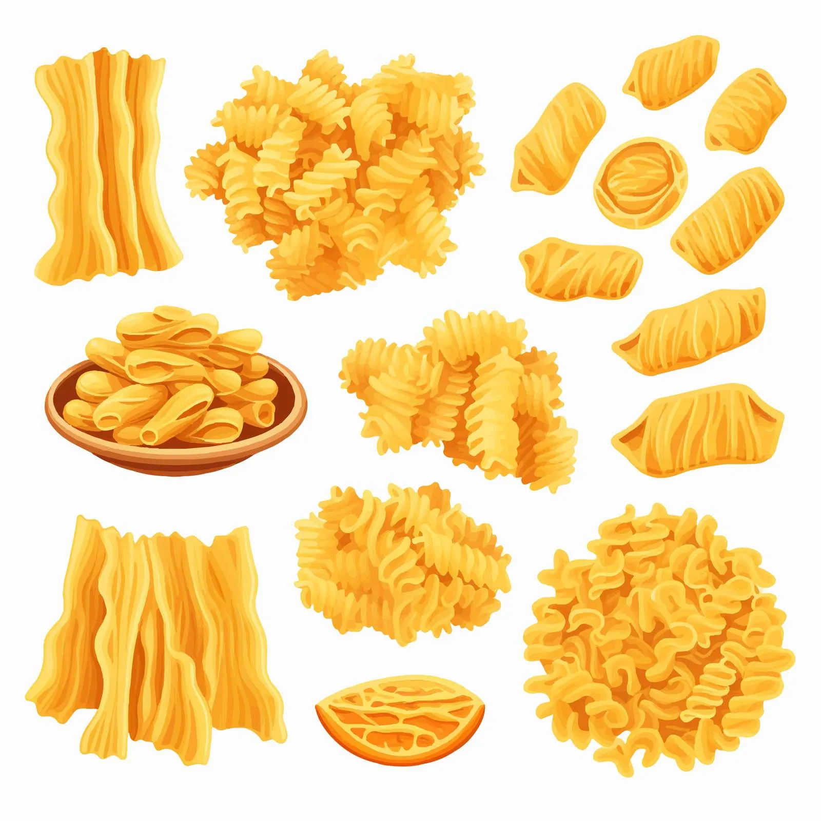 Various Types of Pasta Vector Illustration — free download from Dotvec