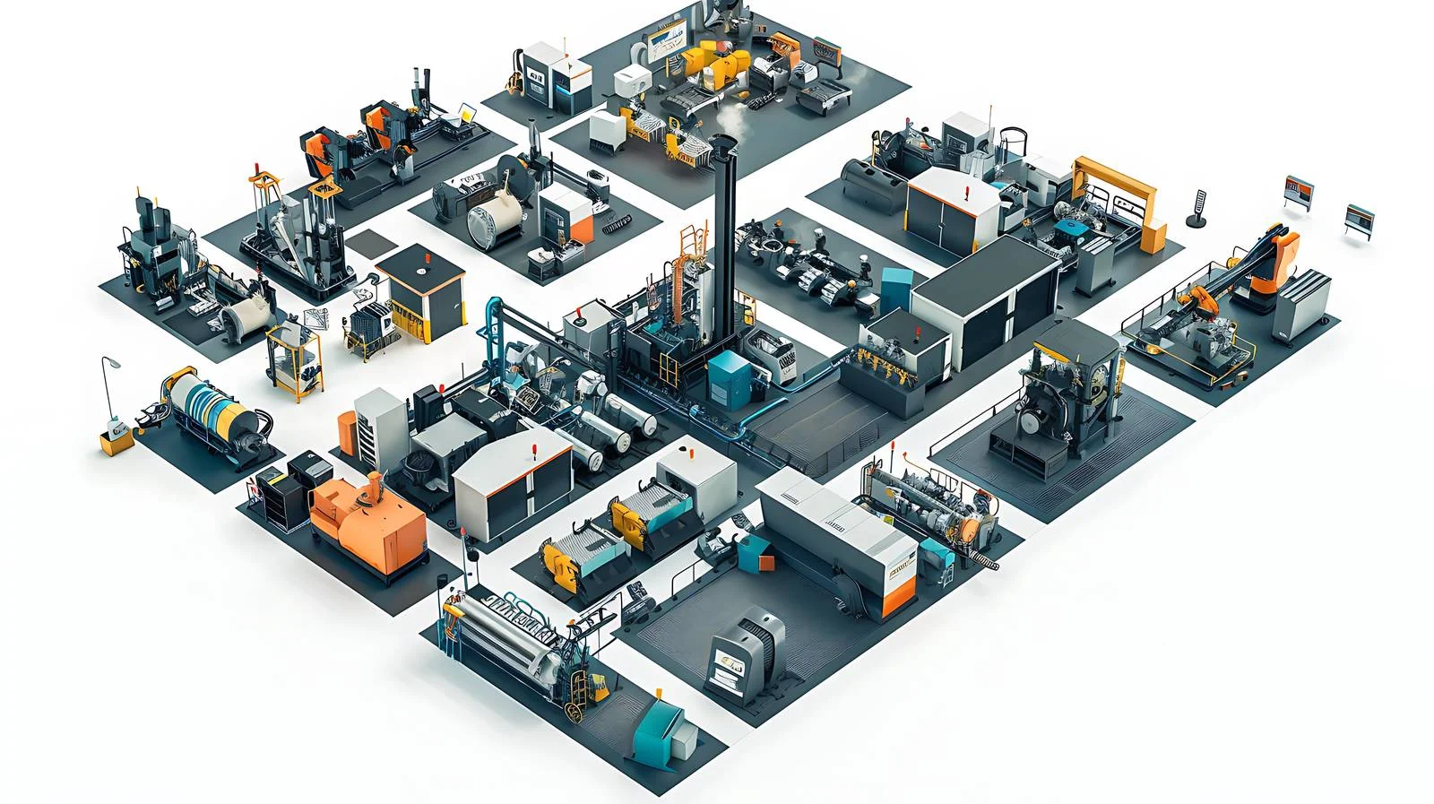 Factory Machines on White Floor — free download from Dotvec