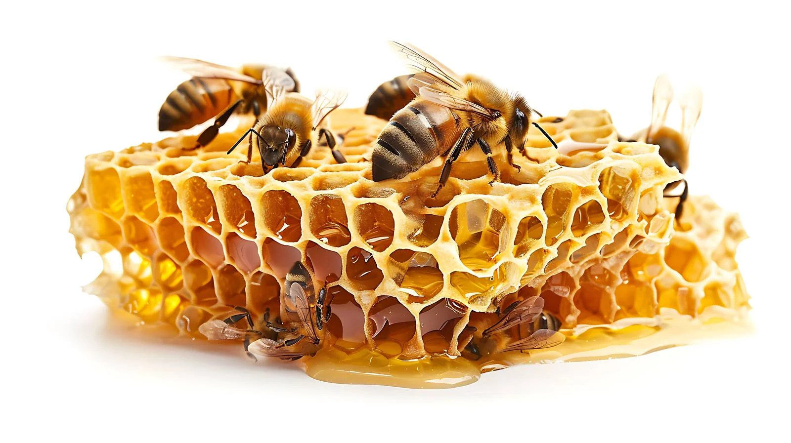 Detailed Honeycomb Close-up with Active Bees — free download from Dotvec